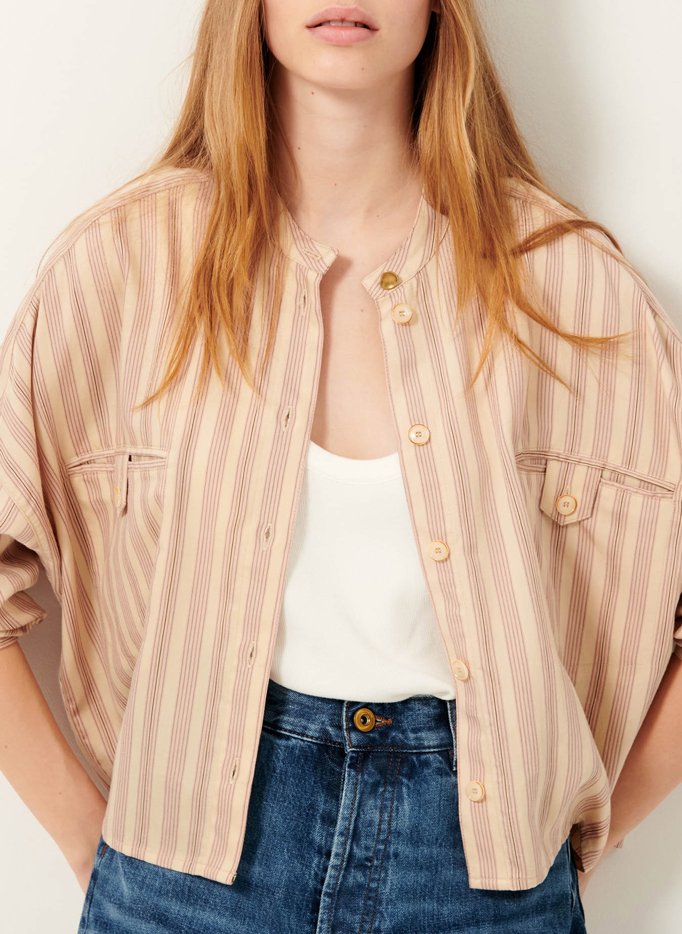 Chemise oversize col mao SESSUN Rose