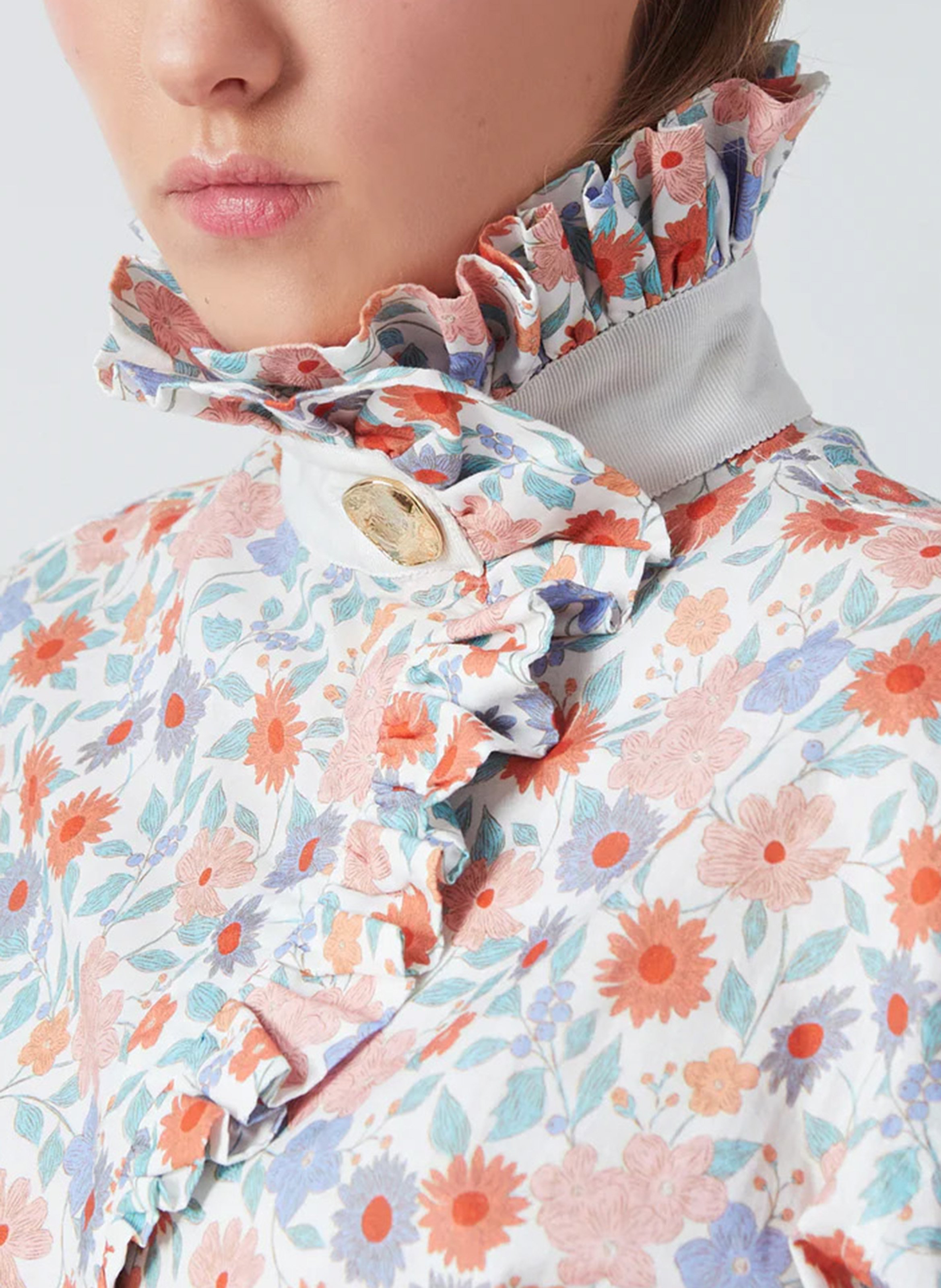 Chemise col victorien en coton THE LABEL EDITION Rouge