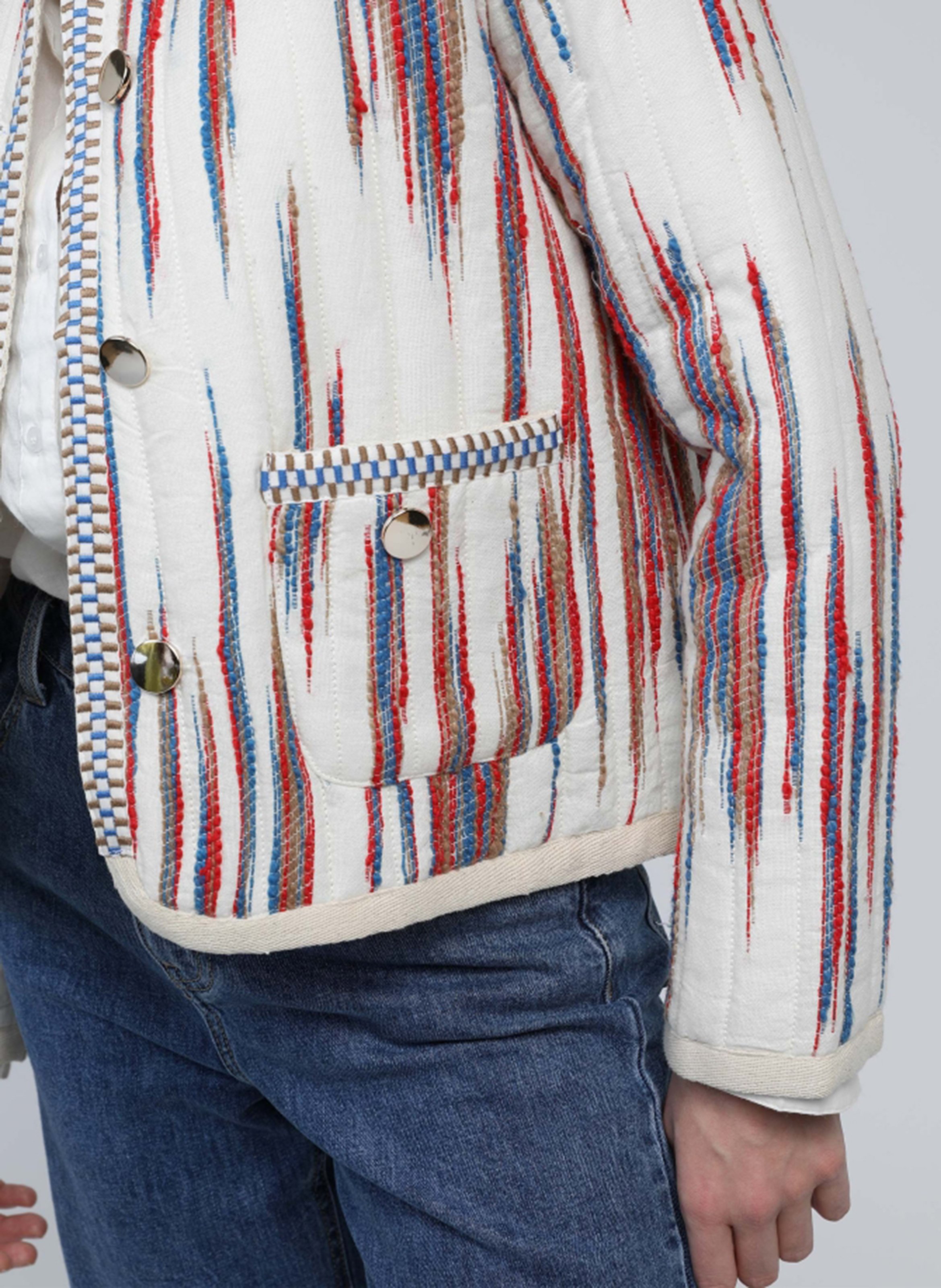 Katoenen jasje met ronde hals en print AN'GE Beige