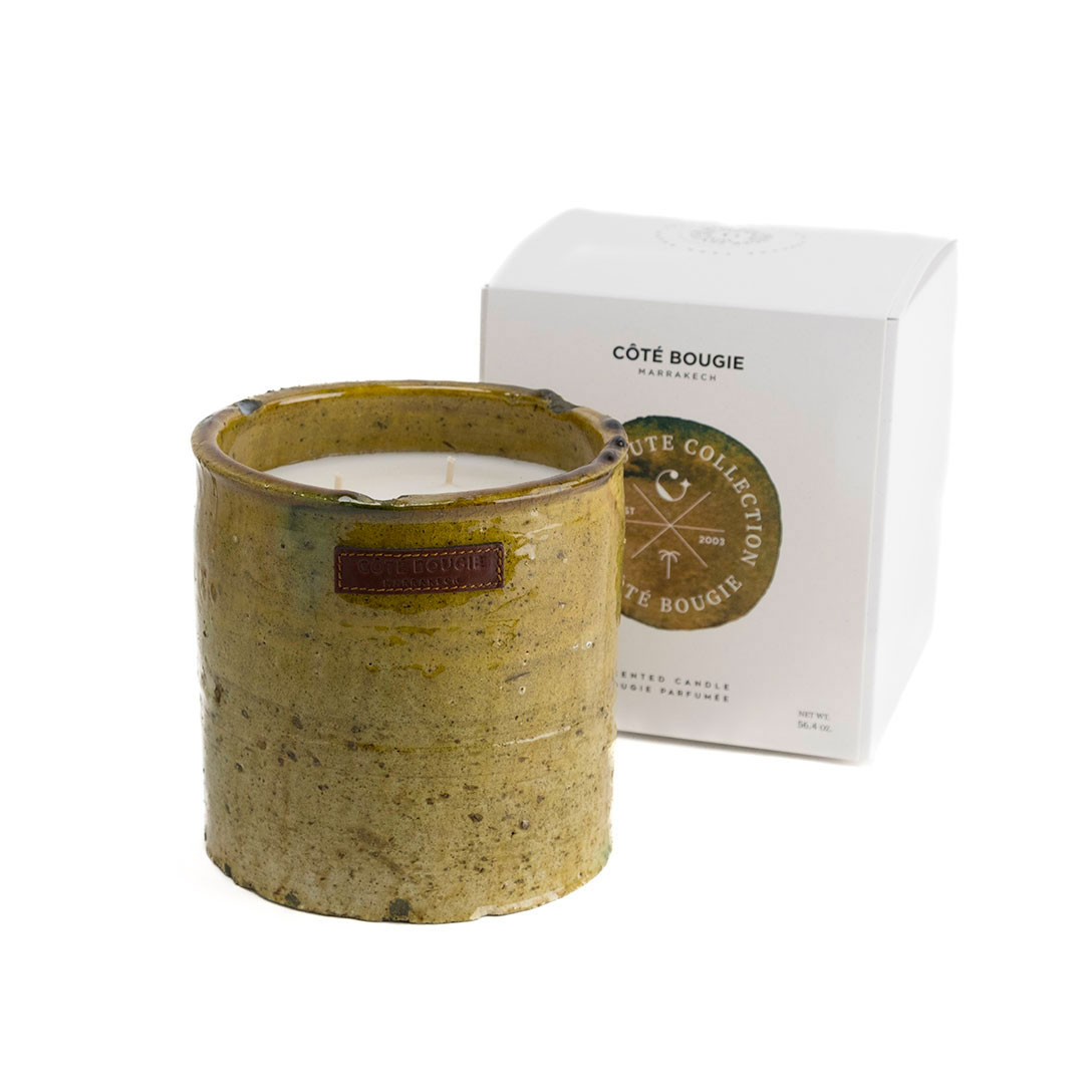 Bougie poterie tamegroute jaune COTE BOUGIE Jaune