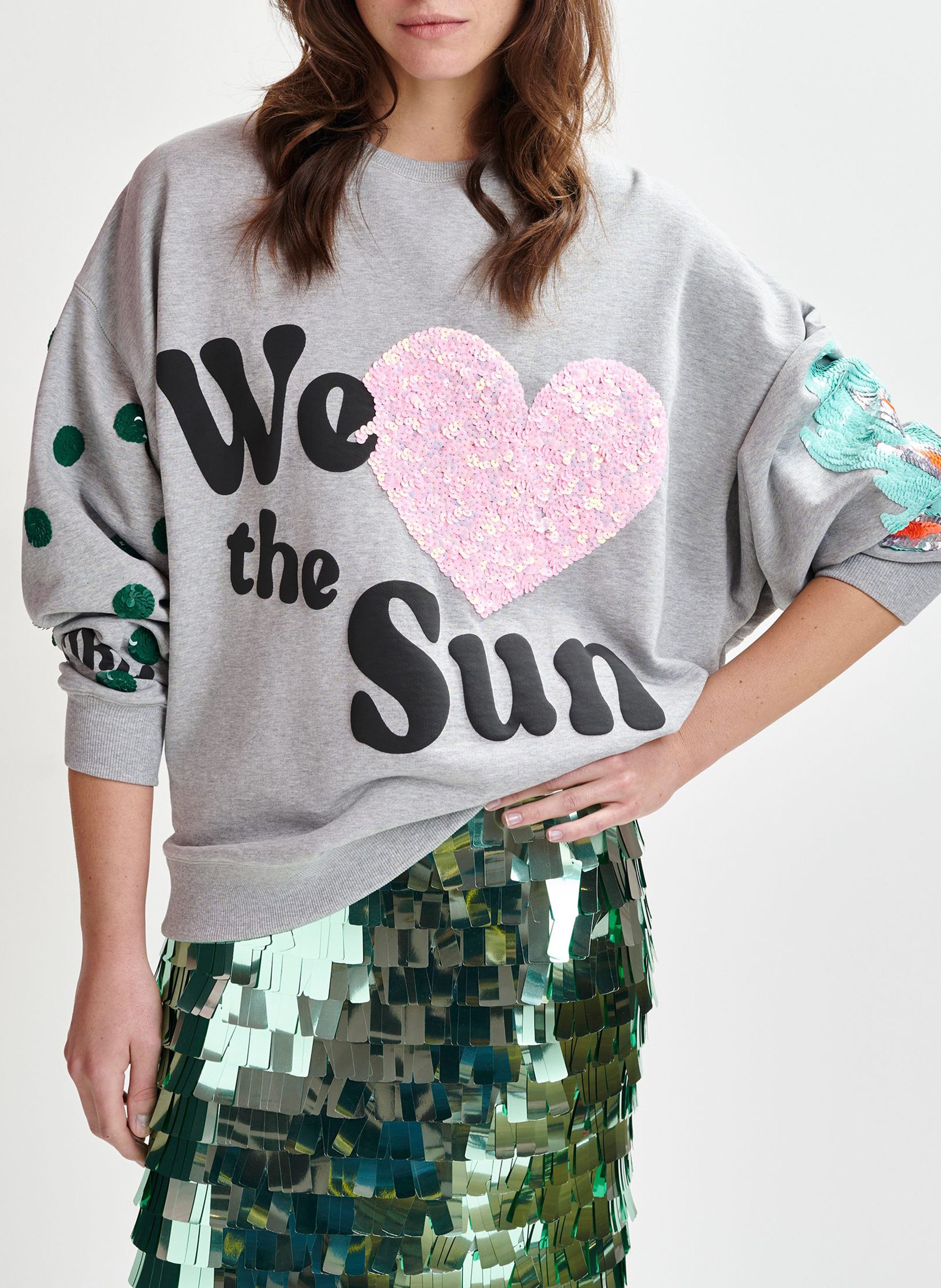 Sweat ample imprimé à broderies paillettes ESSENTIEL ANTWERP Noir