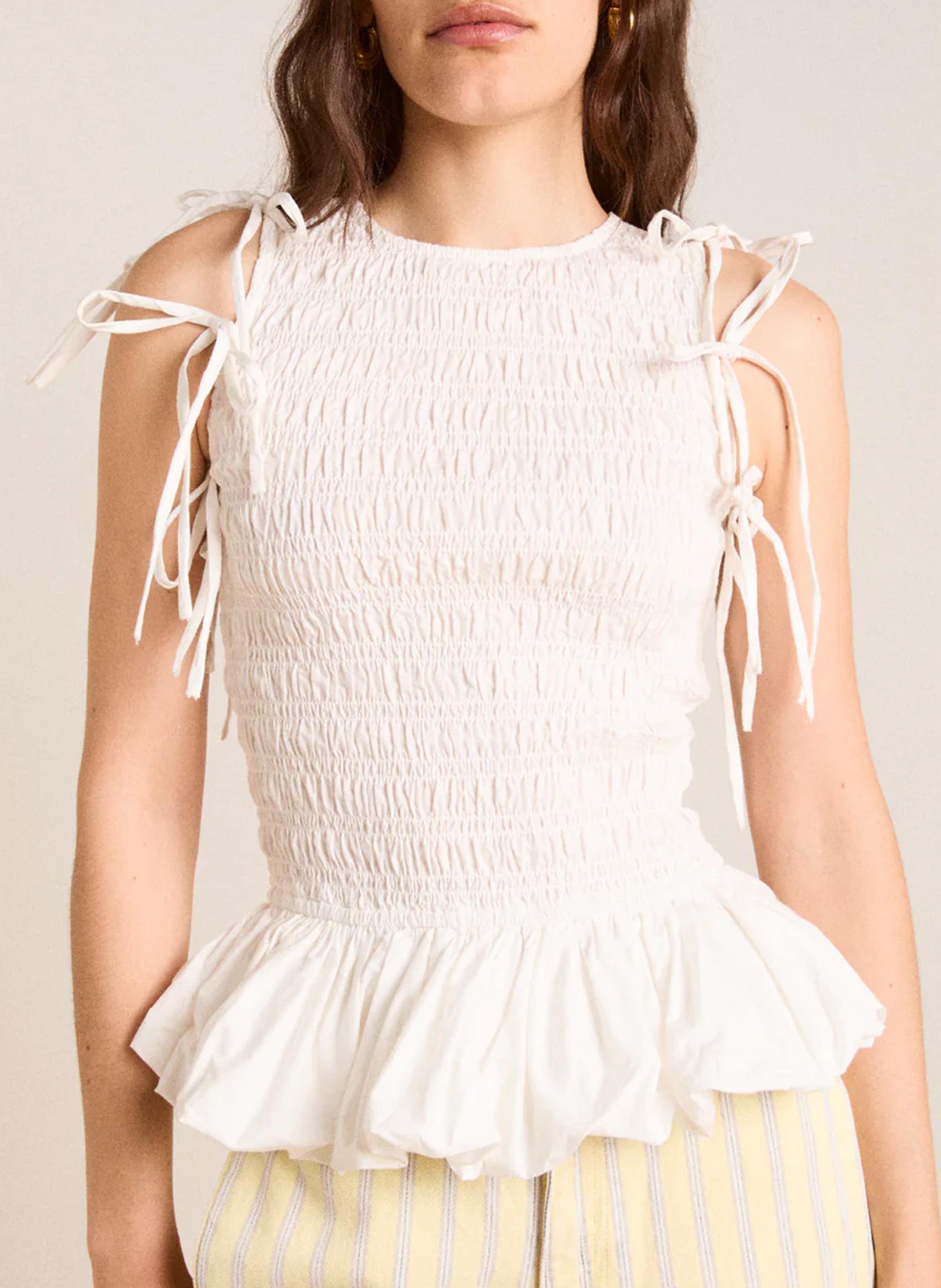 Sleeveless Textured Solid Top DAMSON MADDER White