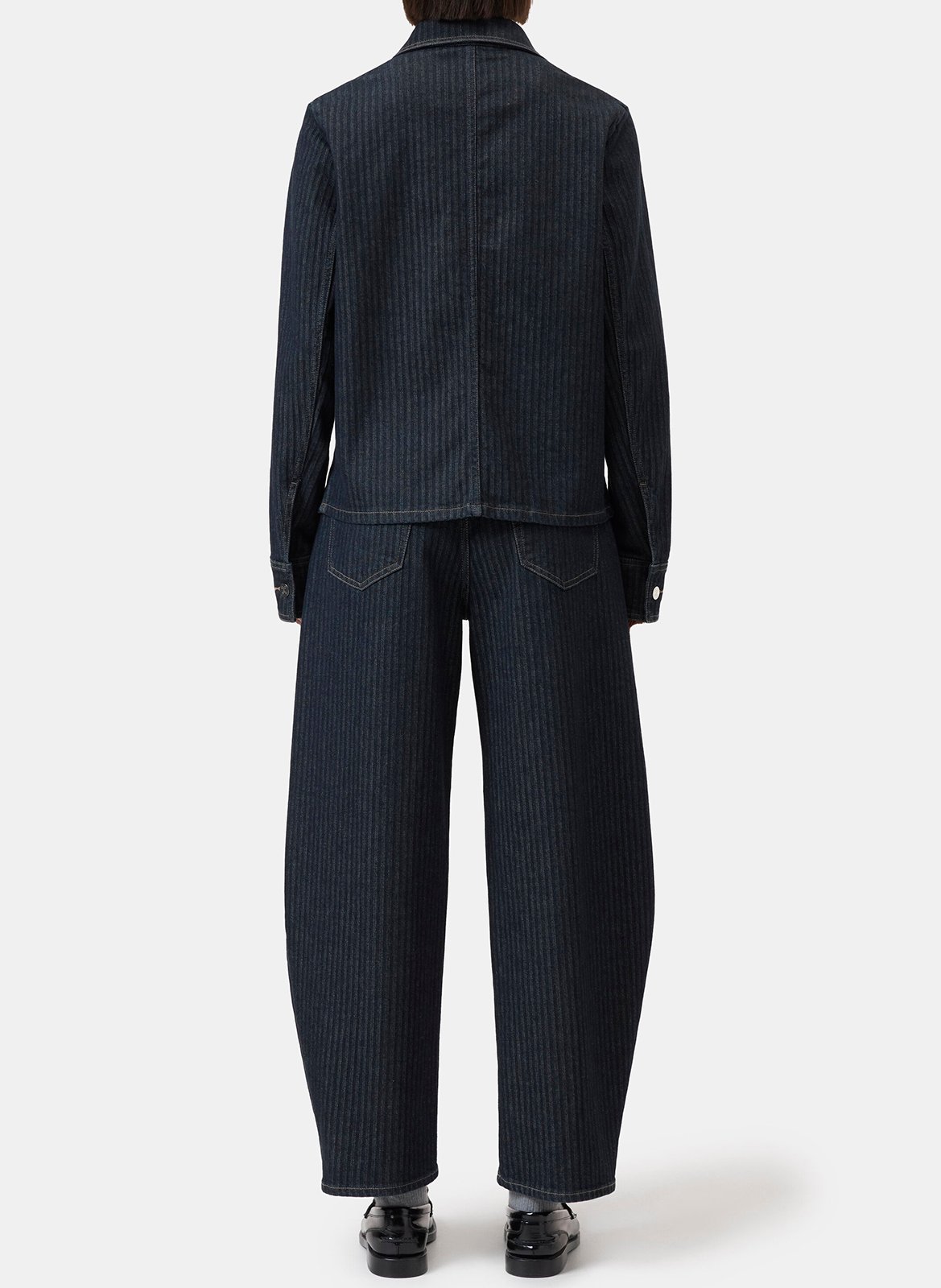 Straight striped cotton blend jacket CLOSED Blue