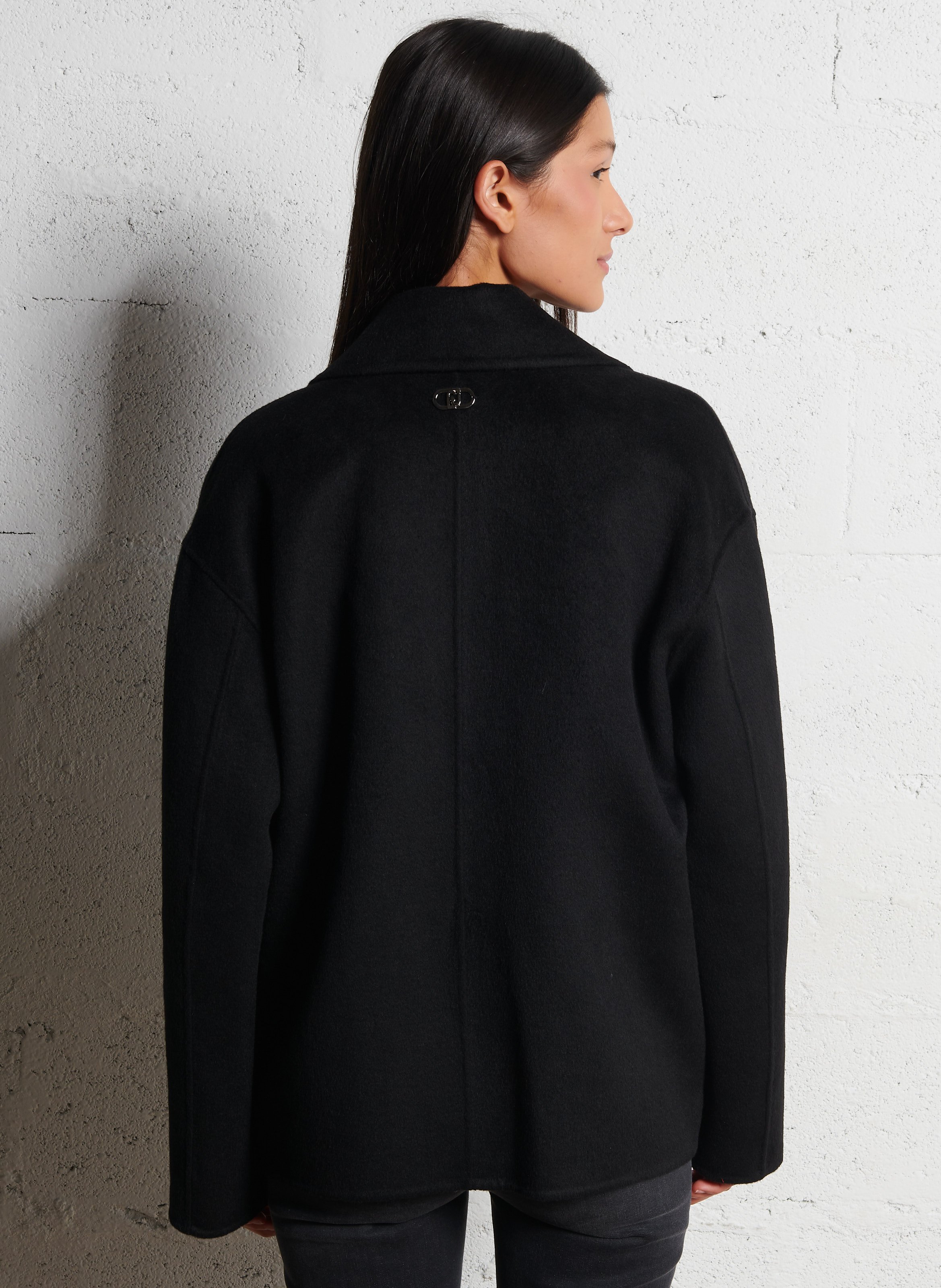 Manteau col tailleur en laine mélangée LIU JO Noir
