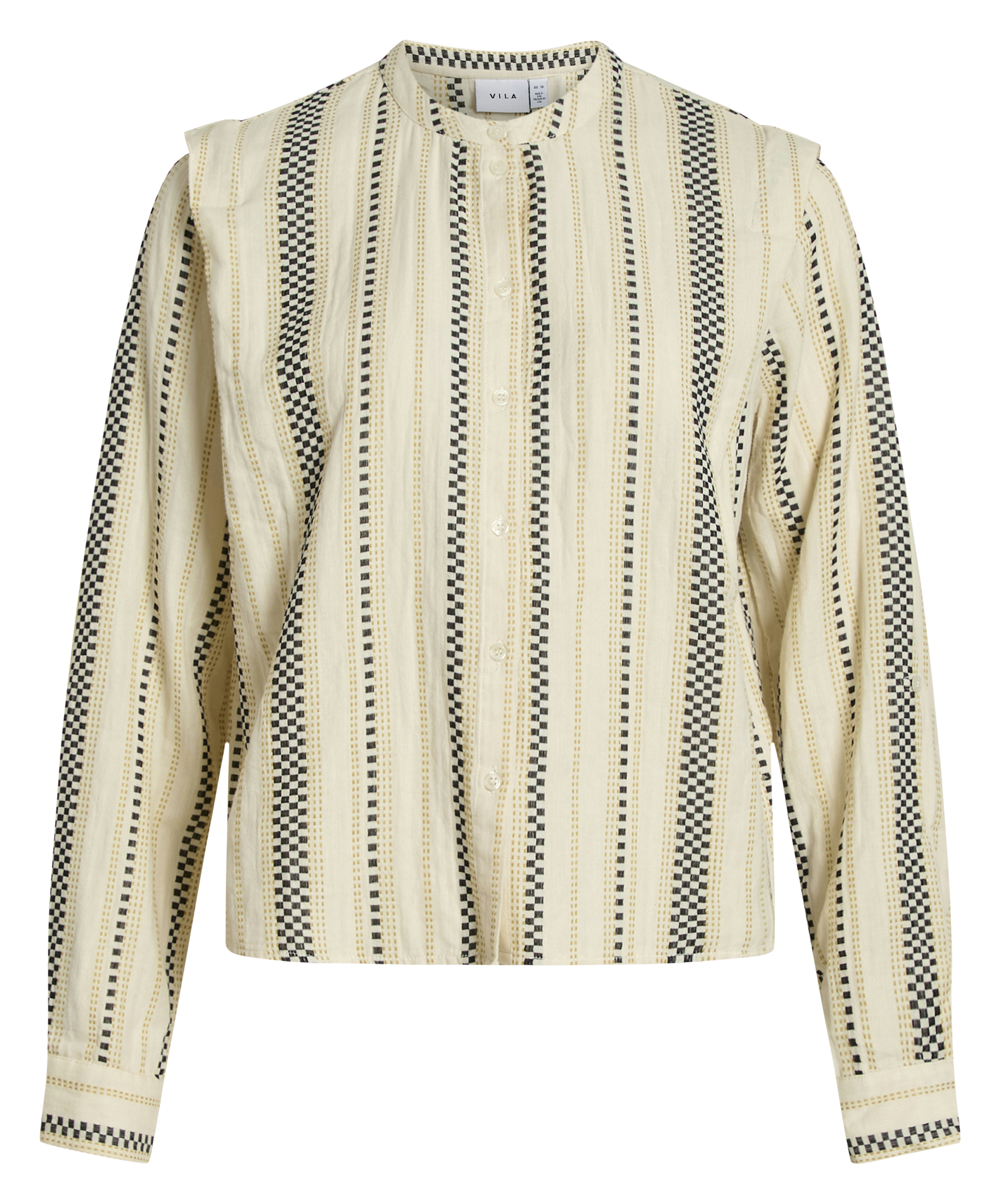 Chemise col rond en coton VILA Beige