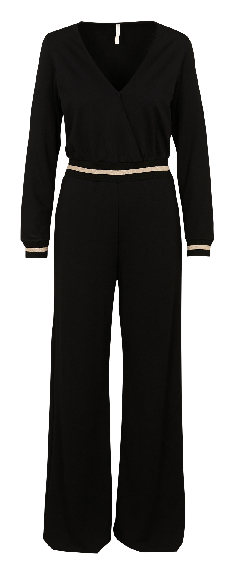 Straight-leg V-neck jumpsuit I CODE Black