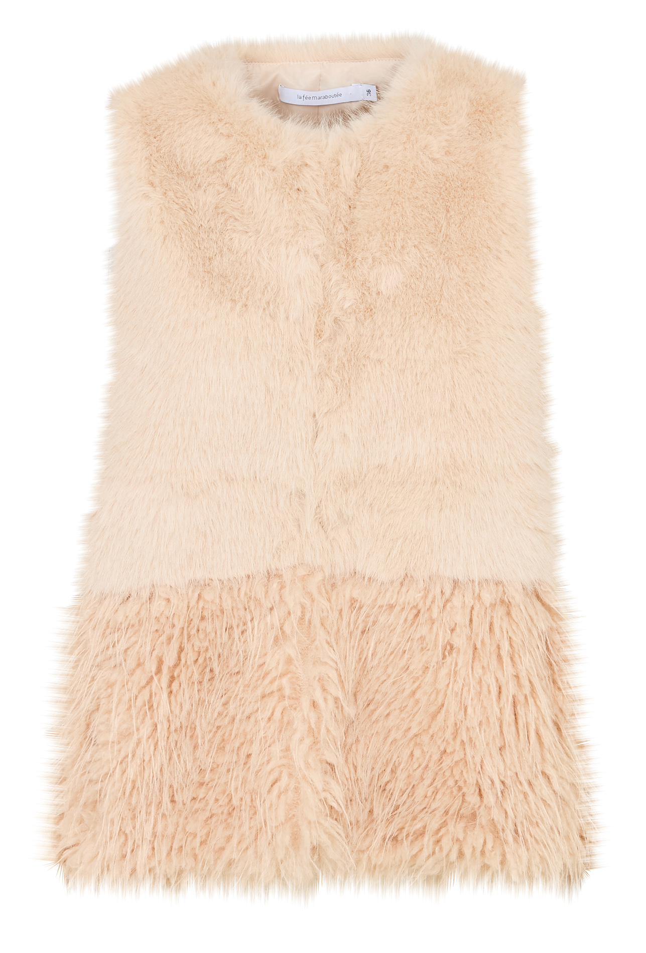 Faux fur jacket with round neck LA FEE MARABOUTEE White
