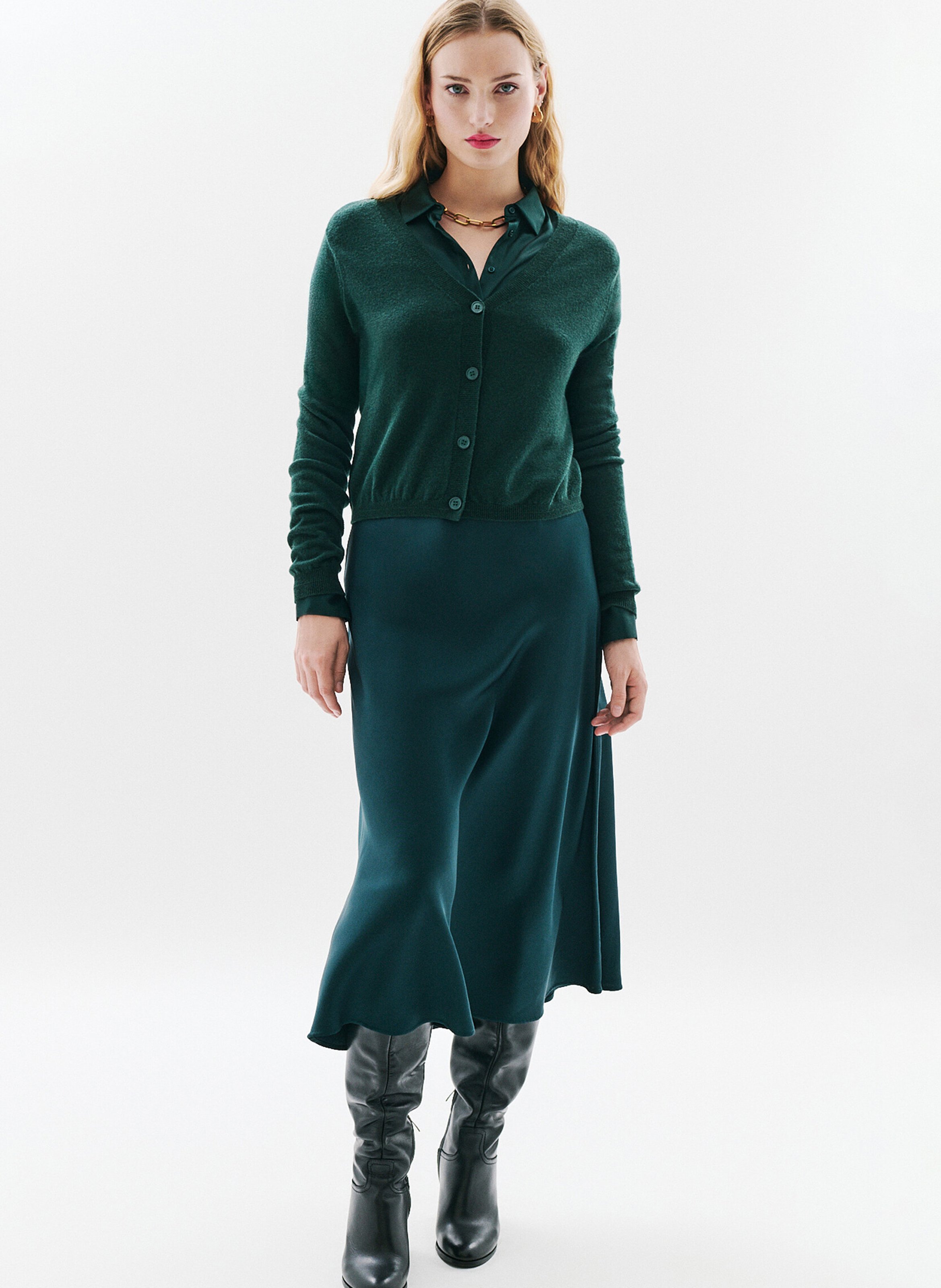 Svenland V-neck wool cardigan CAROLL Green