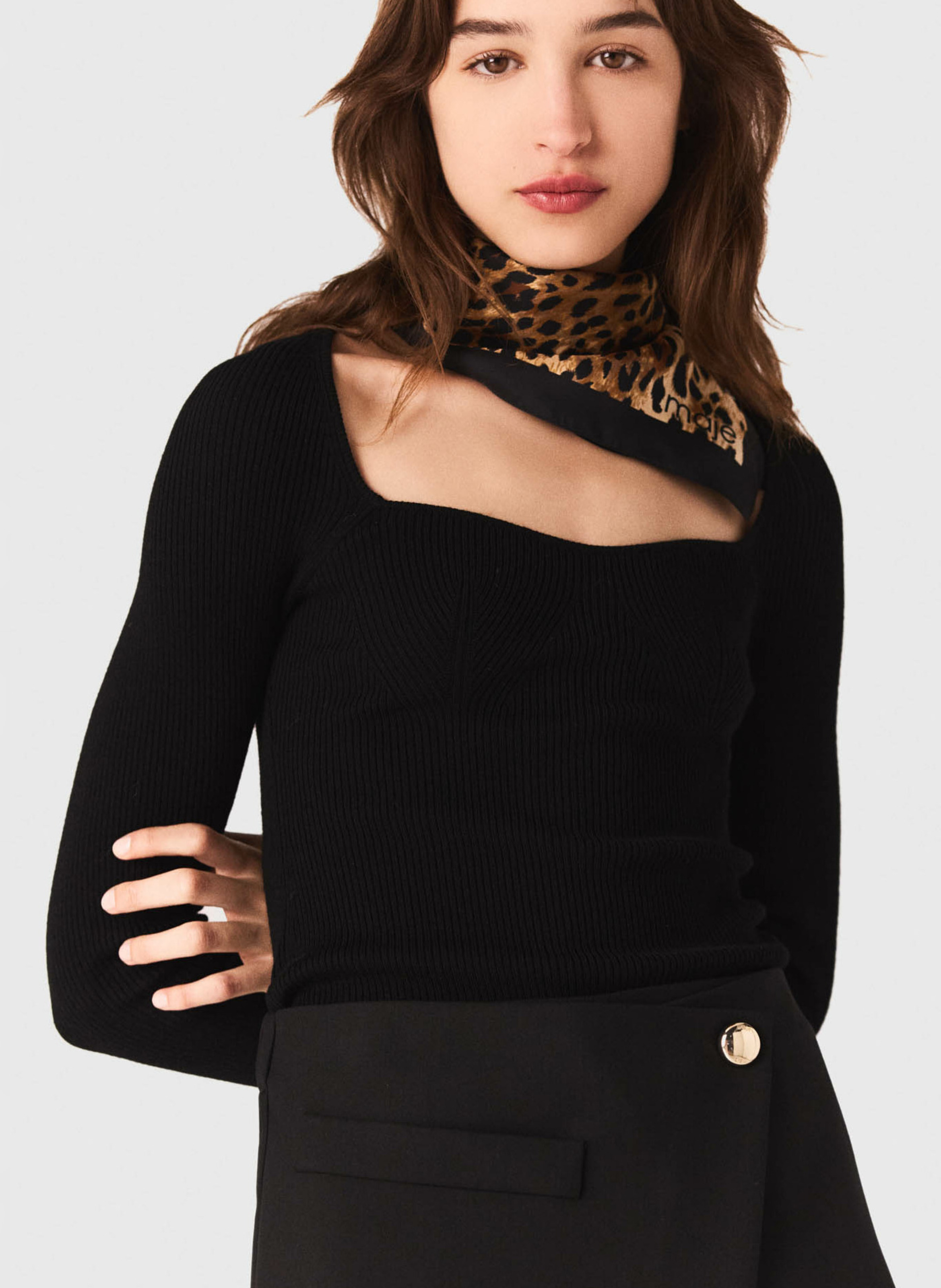 Pull col cœur en laine mélangée MAJE