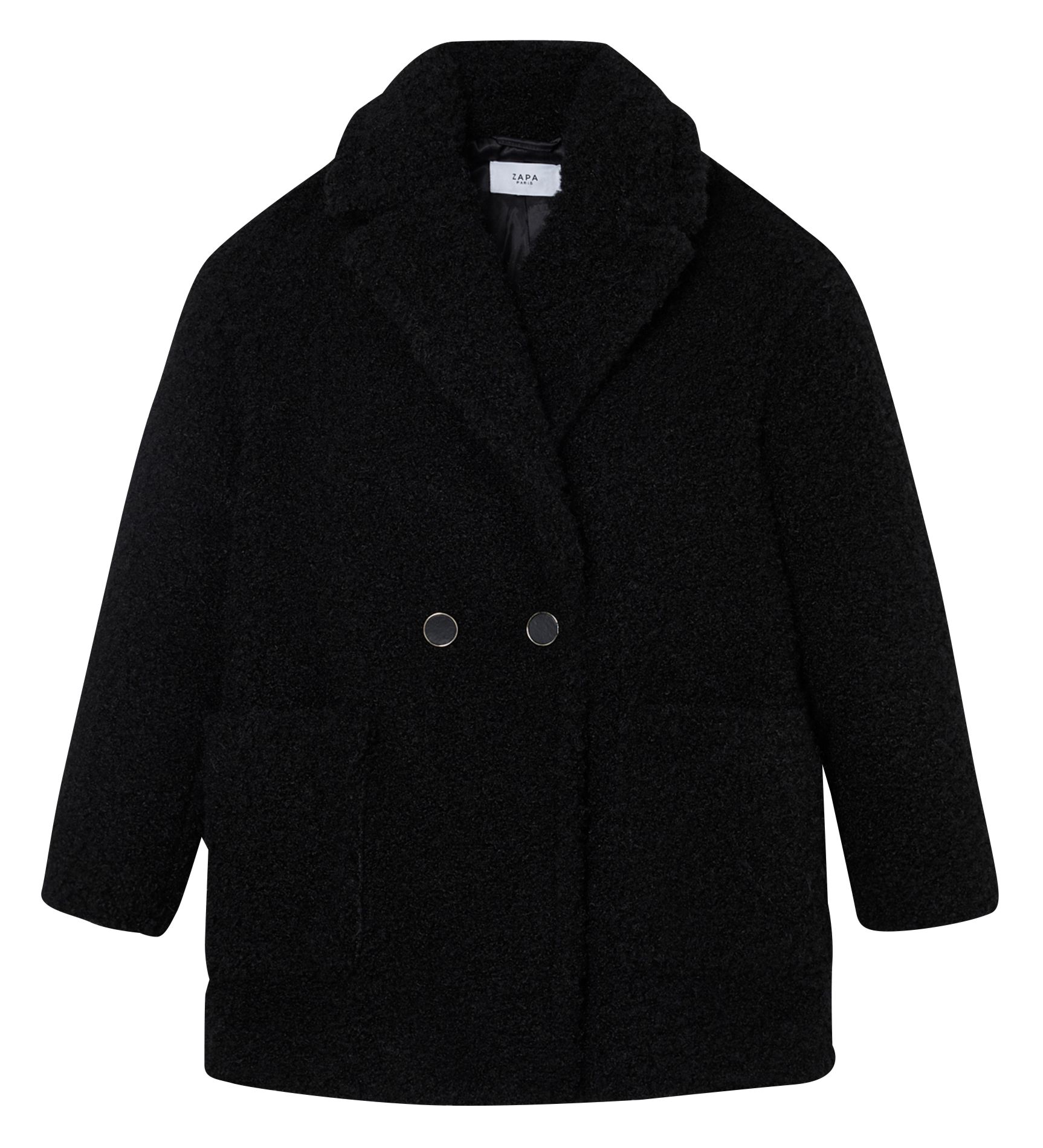 Mid-length coat in curly faux fur ZAPA Black