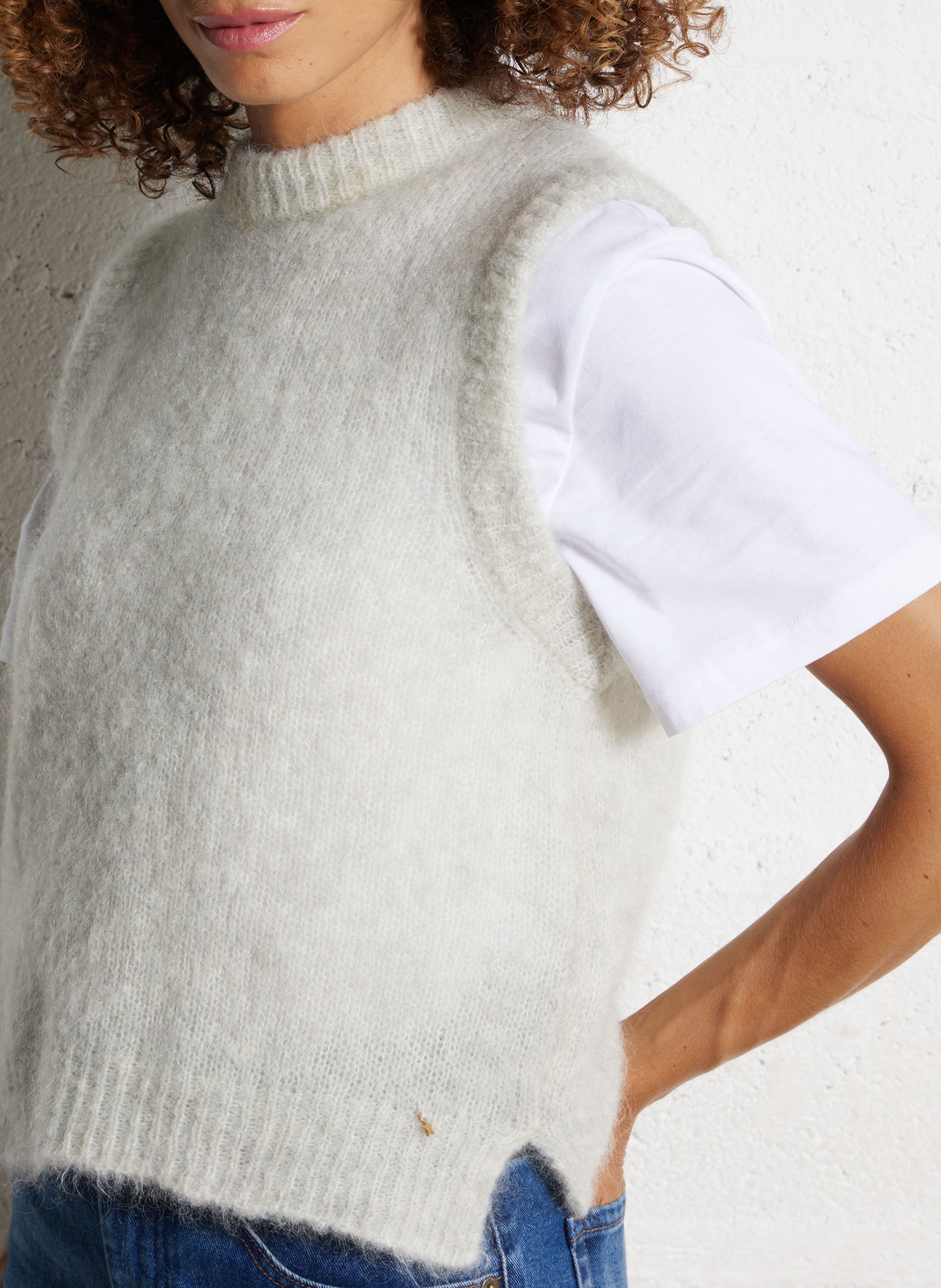 Ärmelloser Pullover aus Wollmix DES PETITS HAUTS Grau