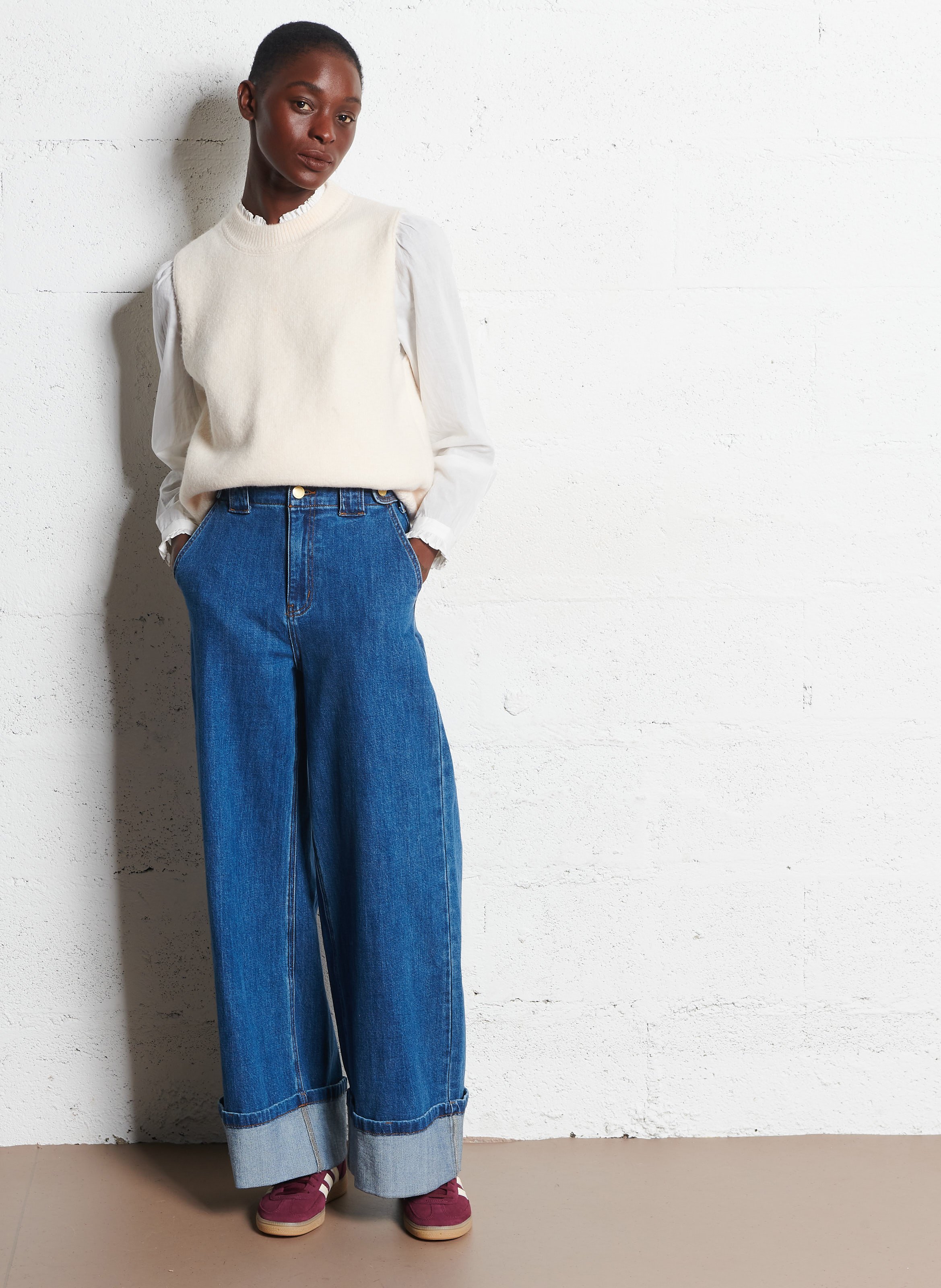 Pull oversize col montant  LA PETITE ETOILE Beige