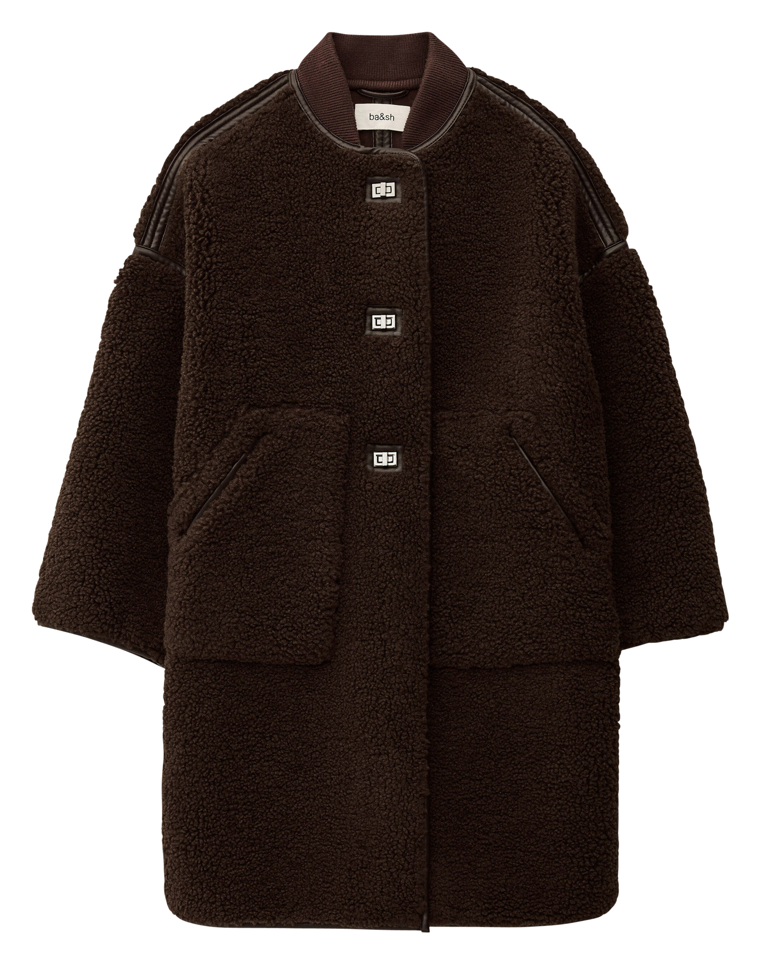 Oversized sherpa jas met ronde hals BA&SH Bruin