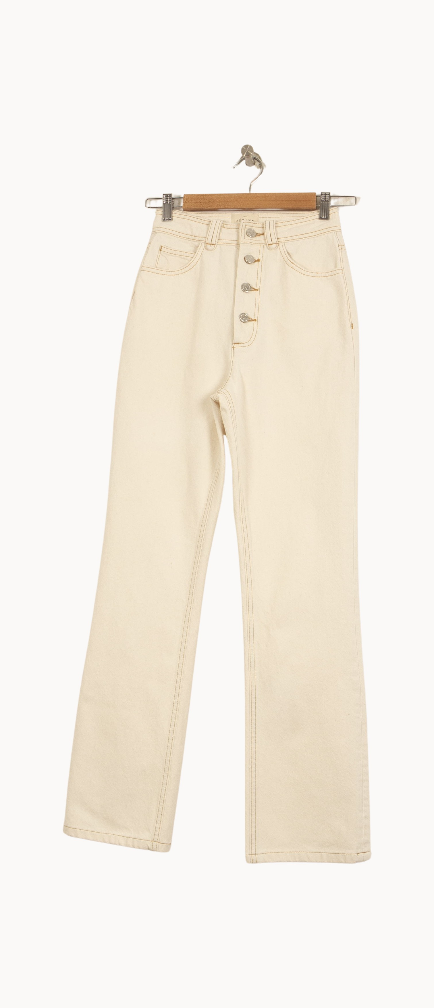 Cropped slim jeans with studs SEZANE - Seconde main Beige