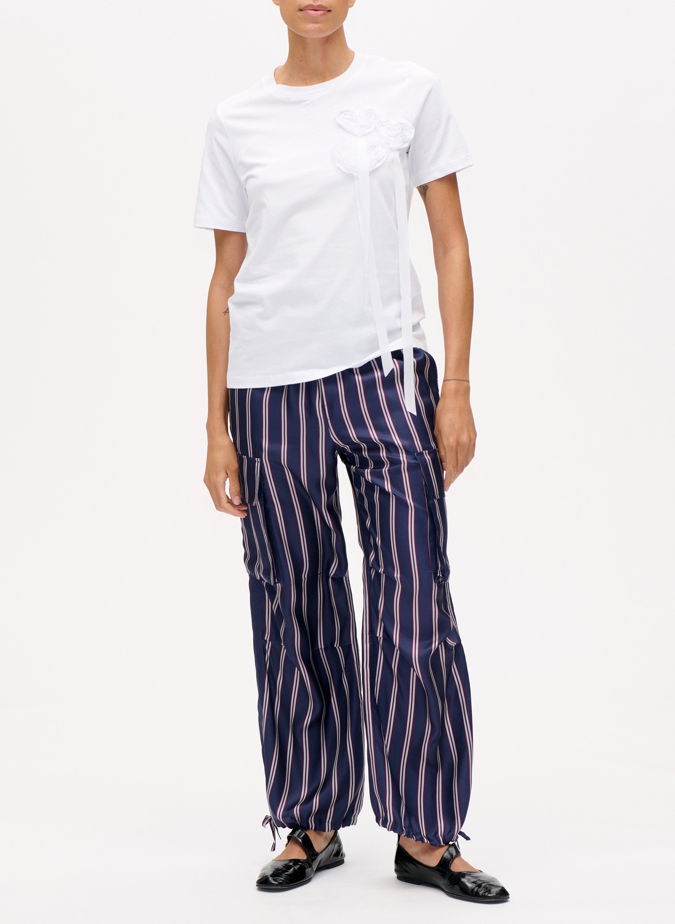 Organic cotton round neck straight top BAUM UND PFERDGARTEN White