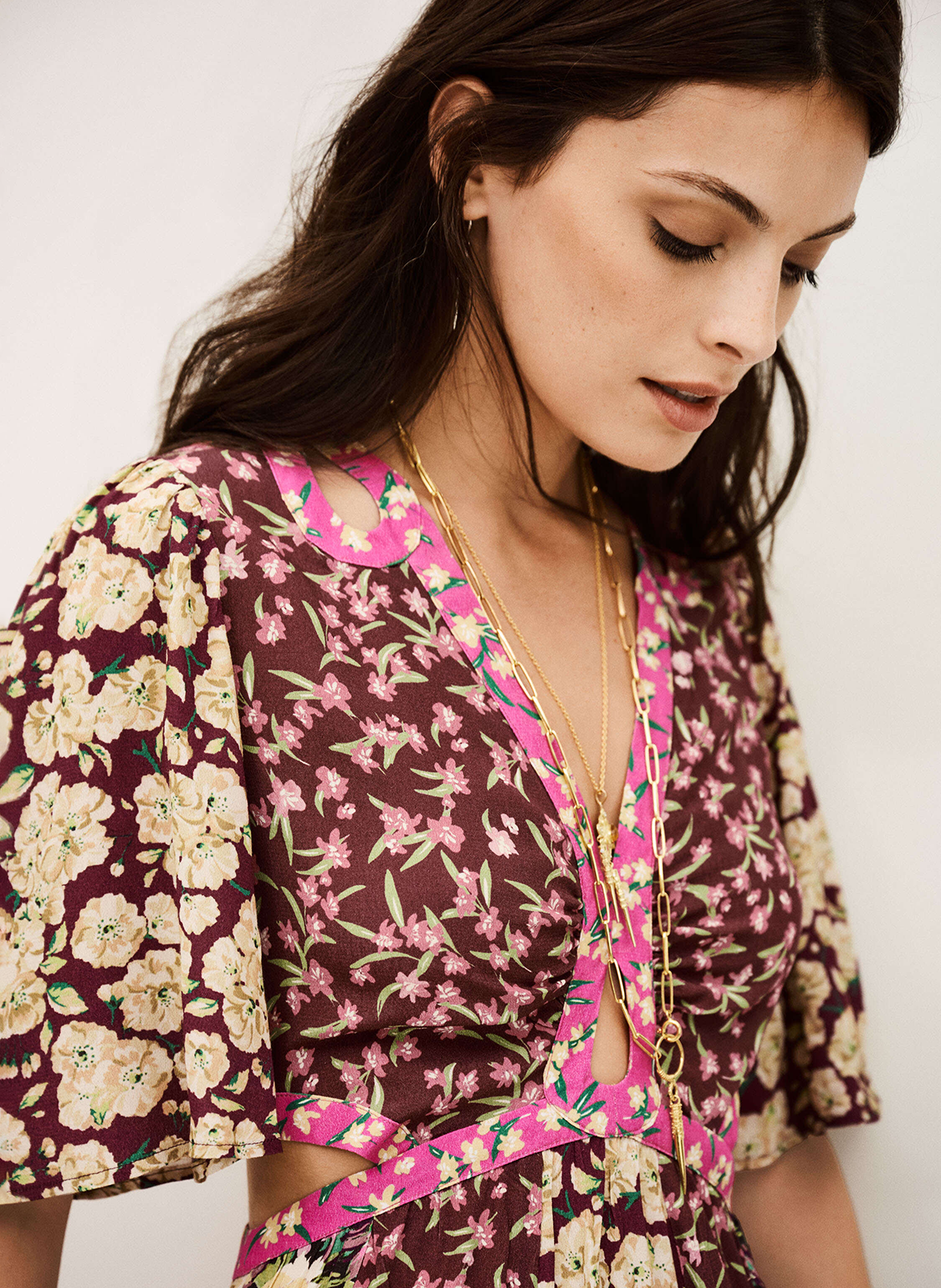 Long floral print V-neck dress BA&SH Plums