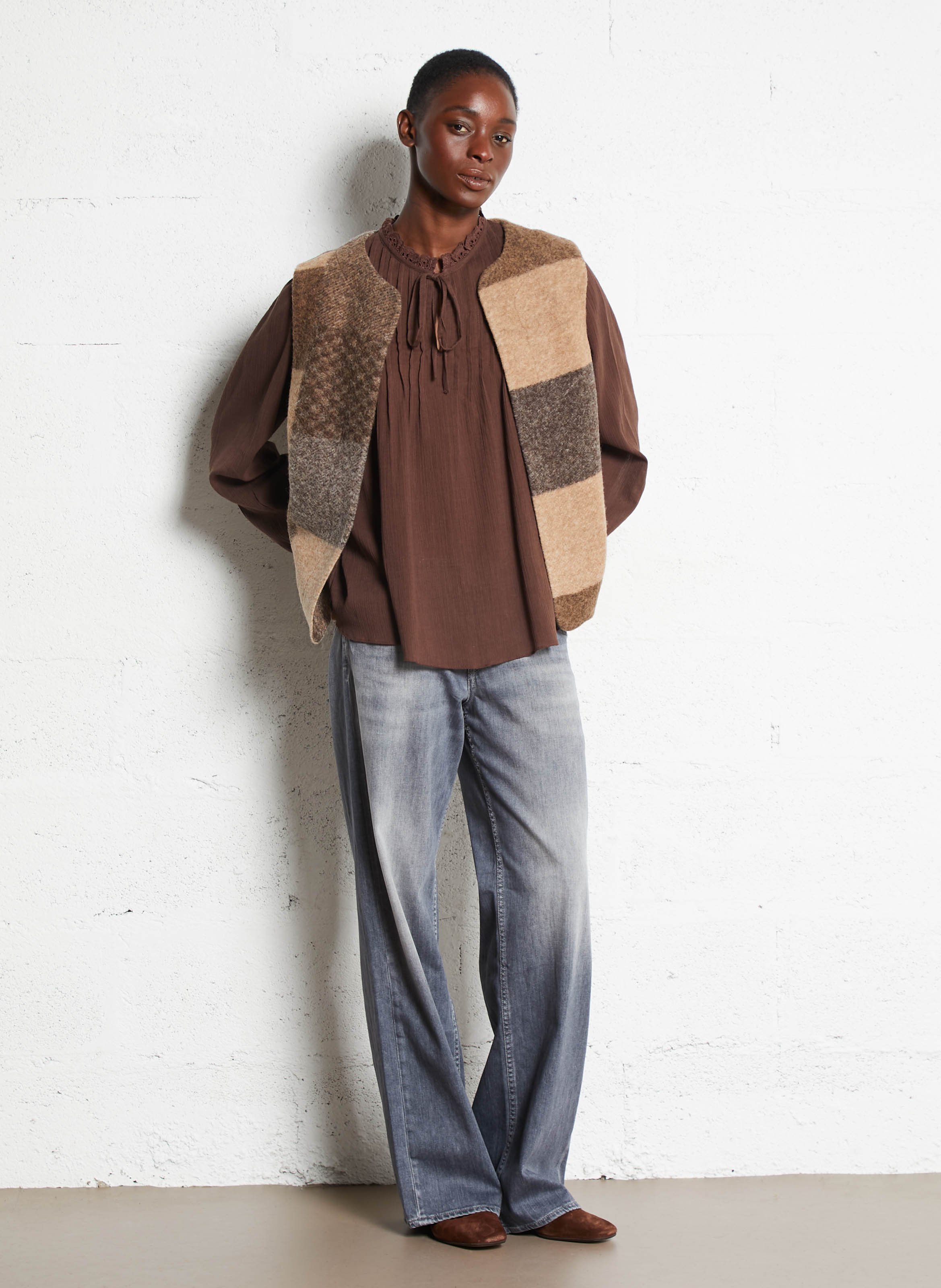 Babies à talons en cuir velours MELLOW YELLOW Marron