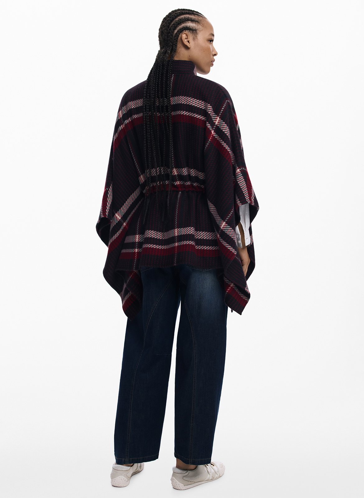 Poncho ample zippé à carreaux  DESIGUAL Noir