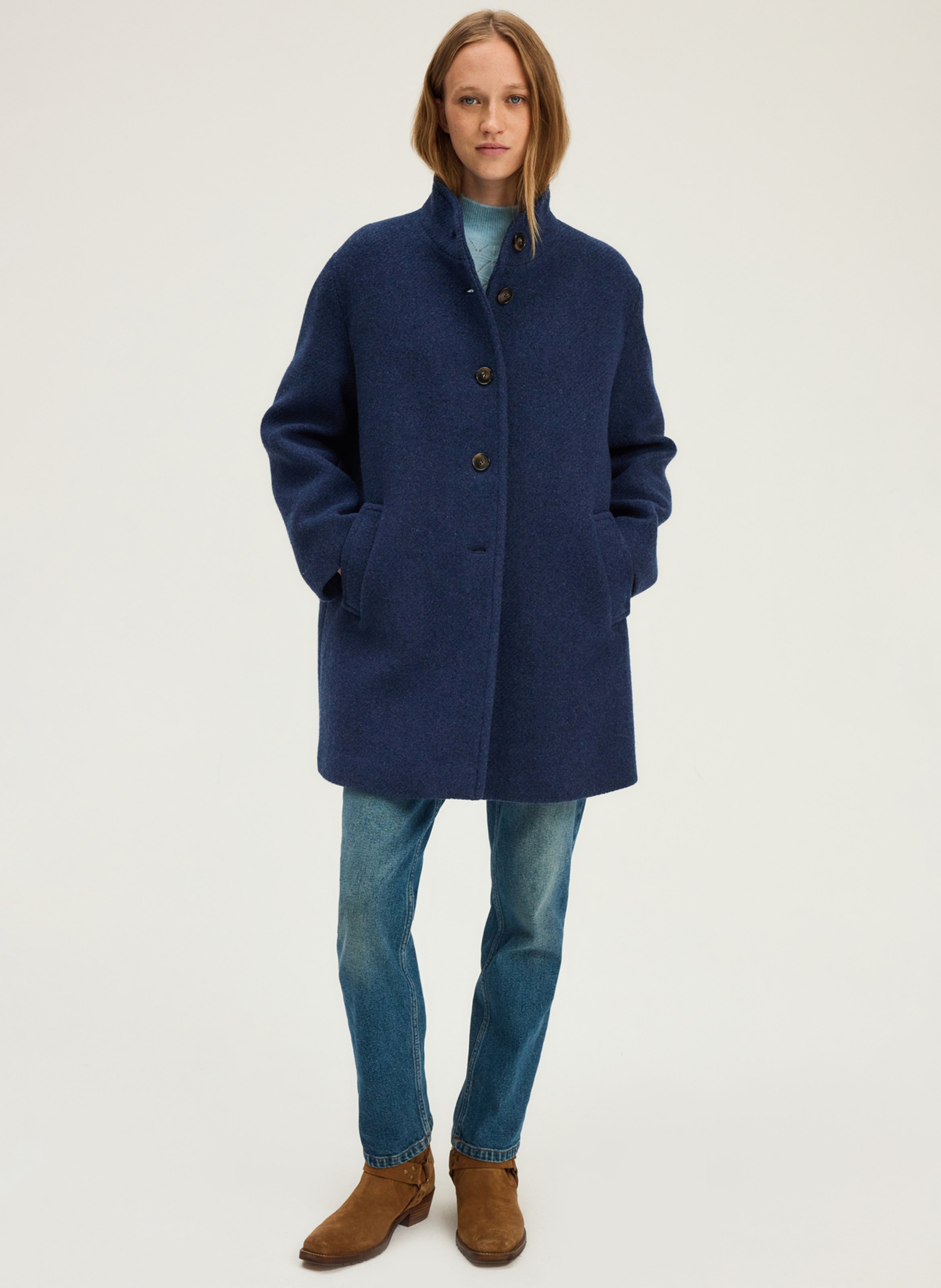 Straight buttoned coat PABLO Blue
