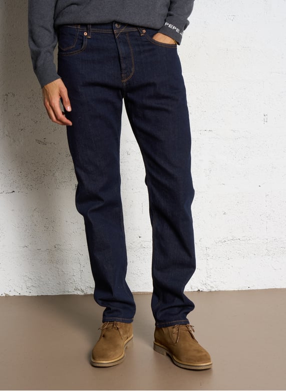 Jean droit brut à surpiqûres | Bleu by PEPE JEANS Jean droit brut à surpiqûres Bleu