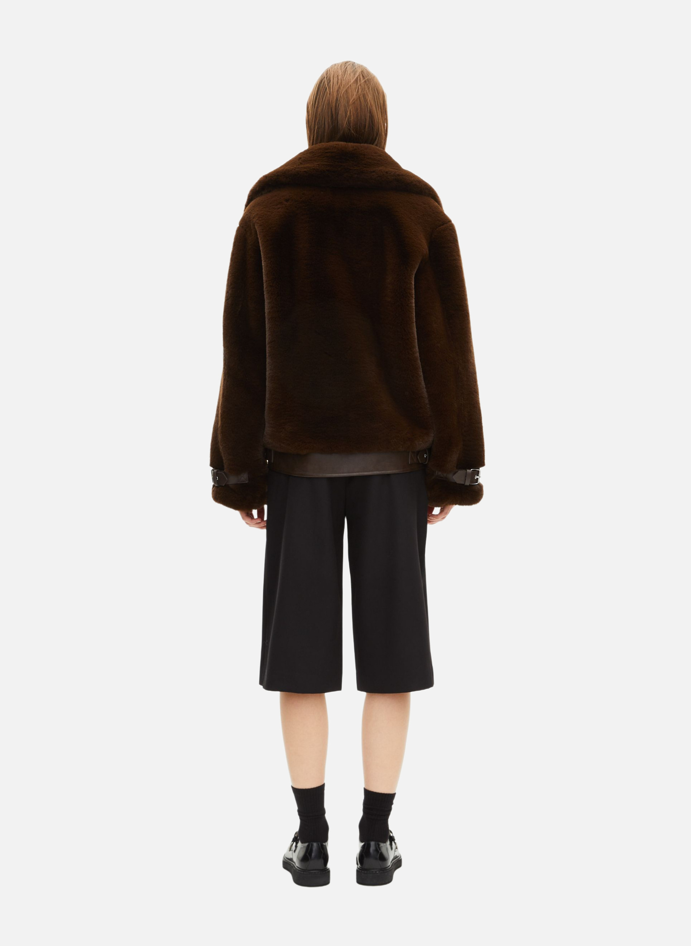 Faux fur aviator jacket THE KOOPLES Brown