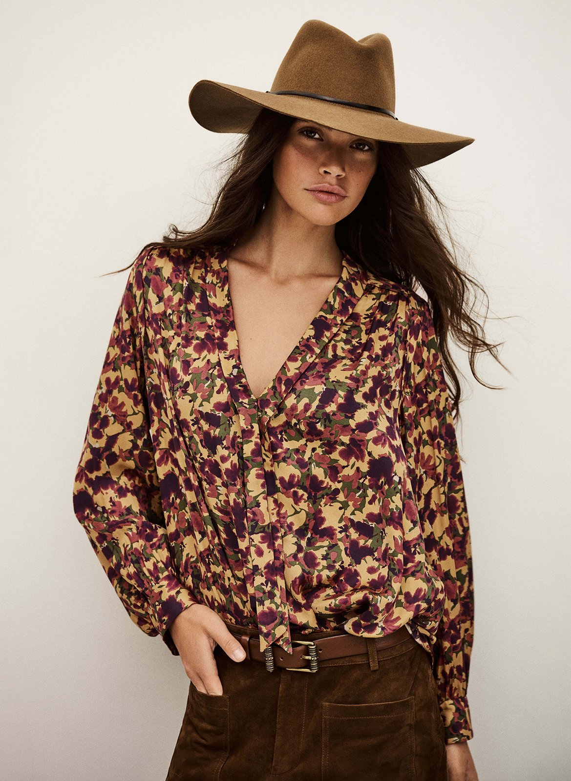 Rechte blouse met henleykraag en print BA&SH Oranje