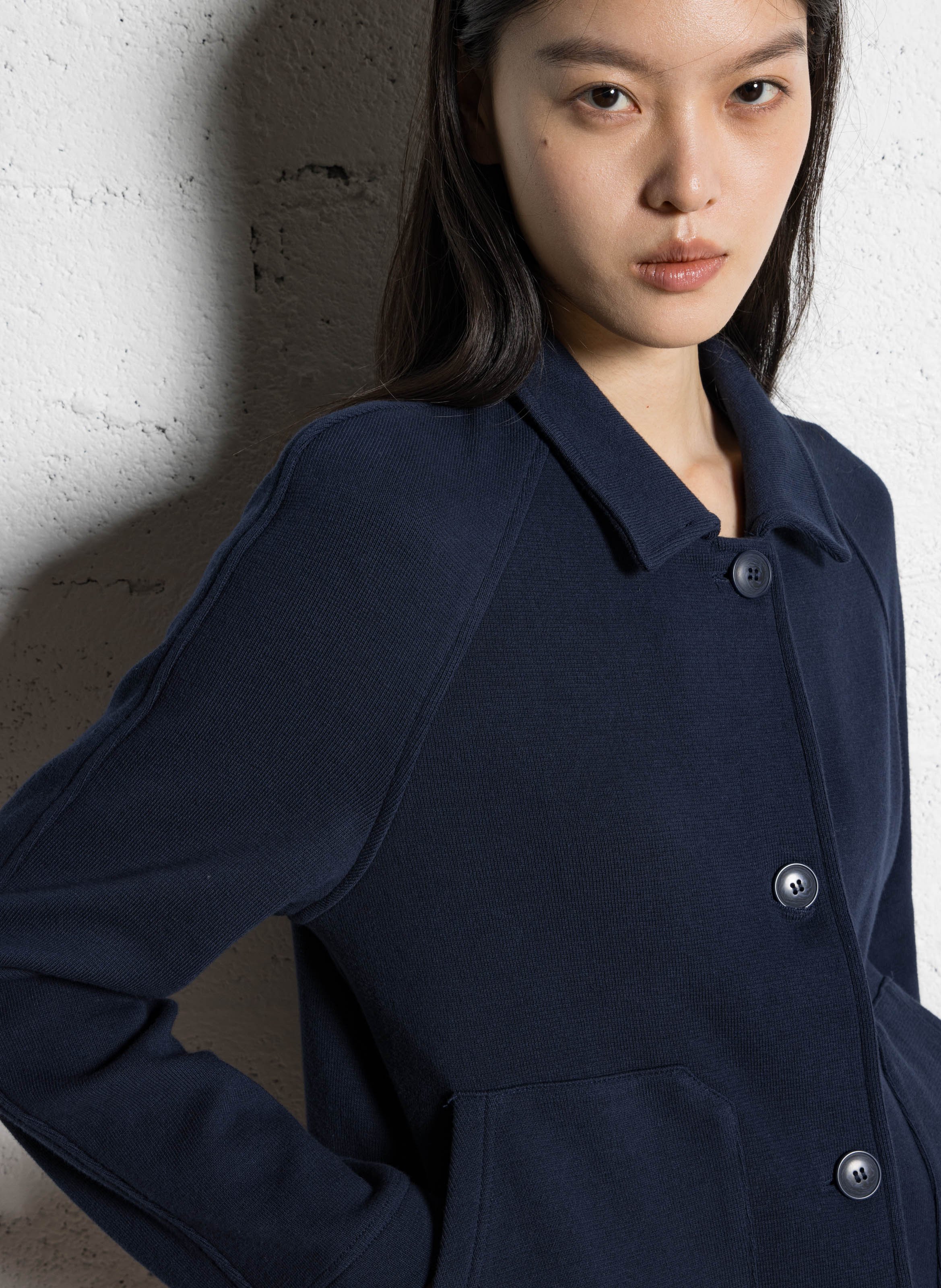 Straight classic collar cotton vest NICE THINGS Blue