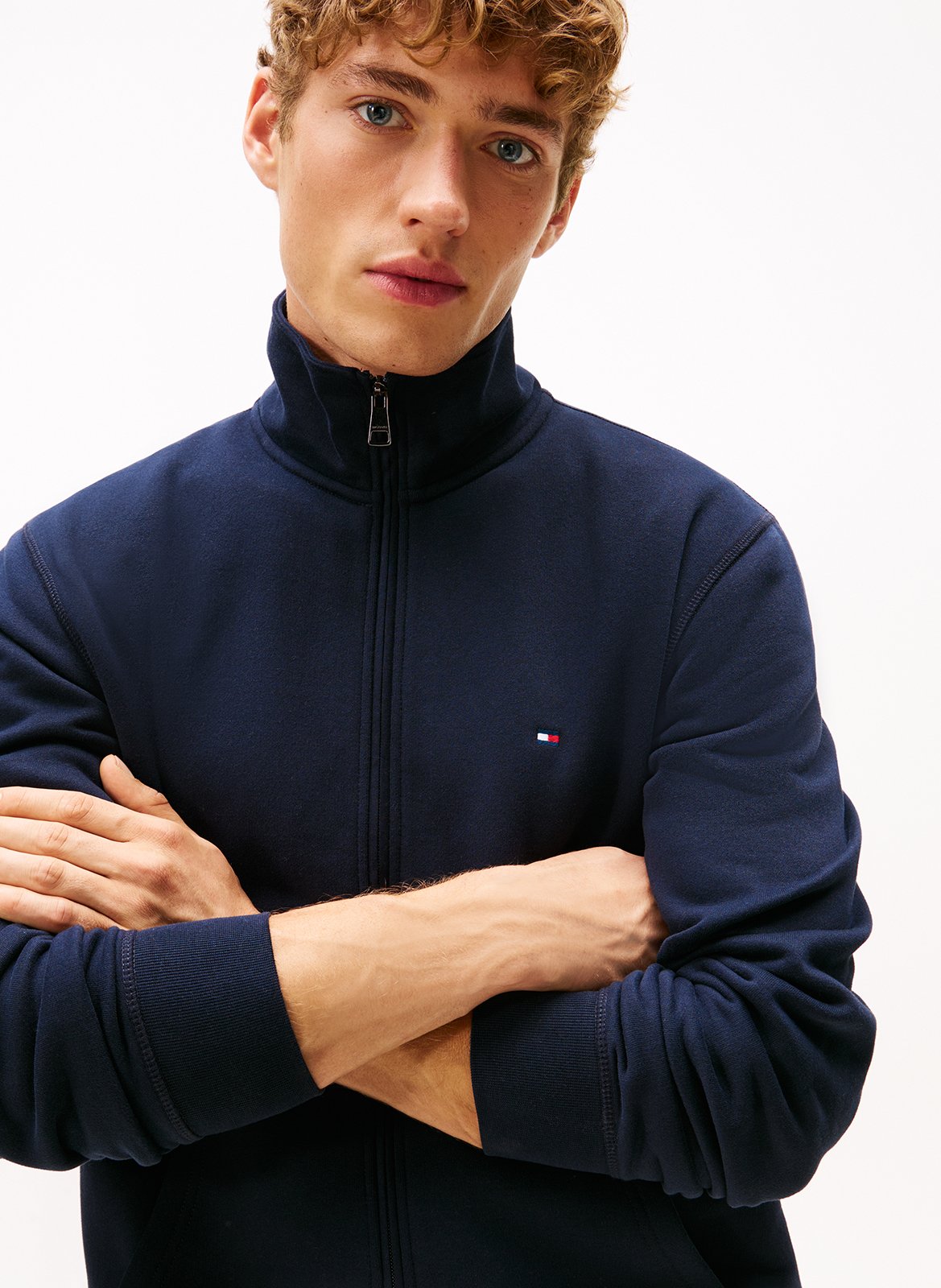 Sweat droit col montant en coton mélangé TOMMY HILFIGER Bleu