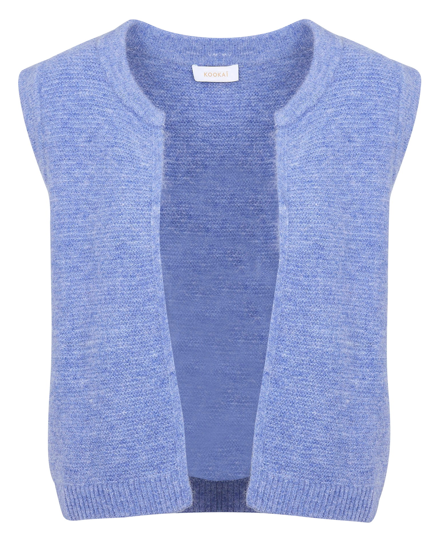 Gilet ouvert sans manches en maille mélangée KOOKAI Bleu