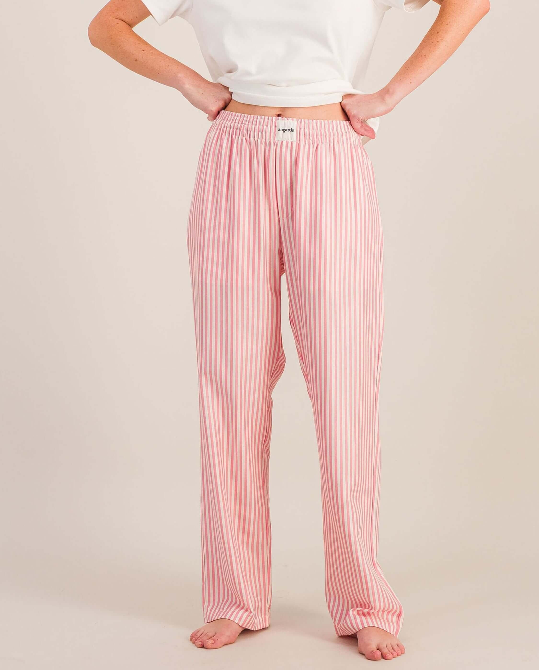 Women's Tencel Pants, Dahlia Stripes ANGARDE Pink