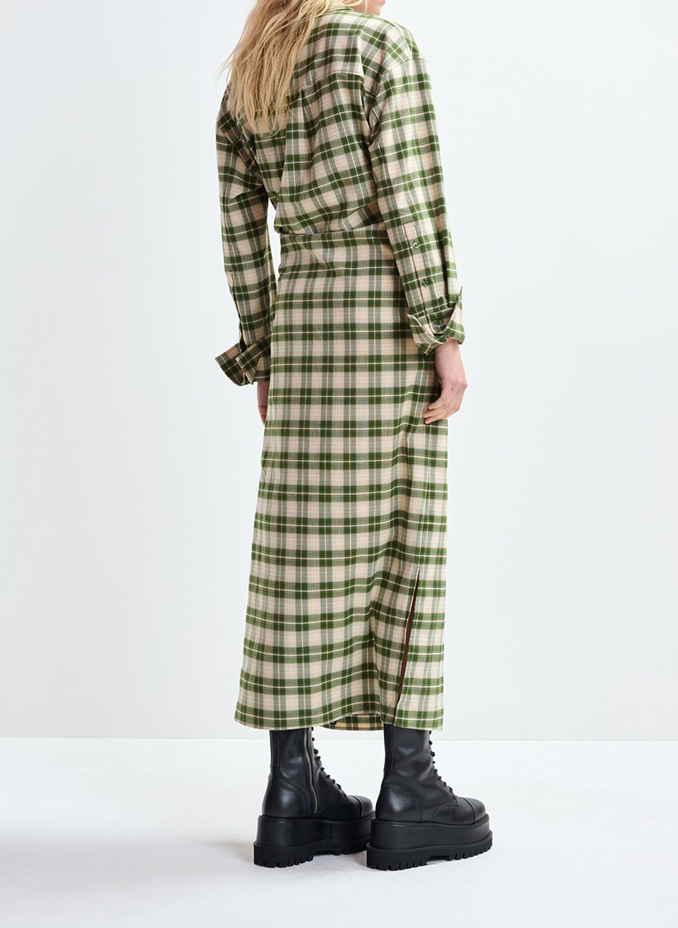 Robe longue col classique imprimée ESSENTIEL ANTWERP Vert