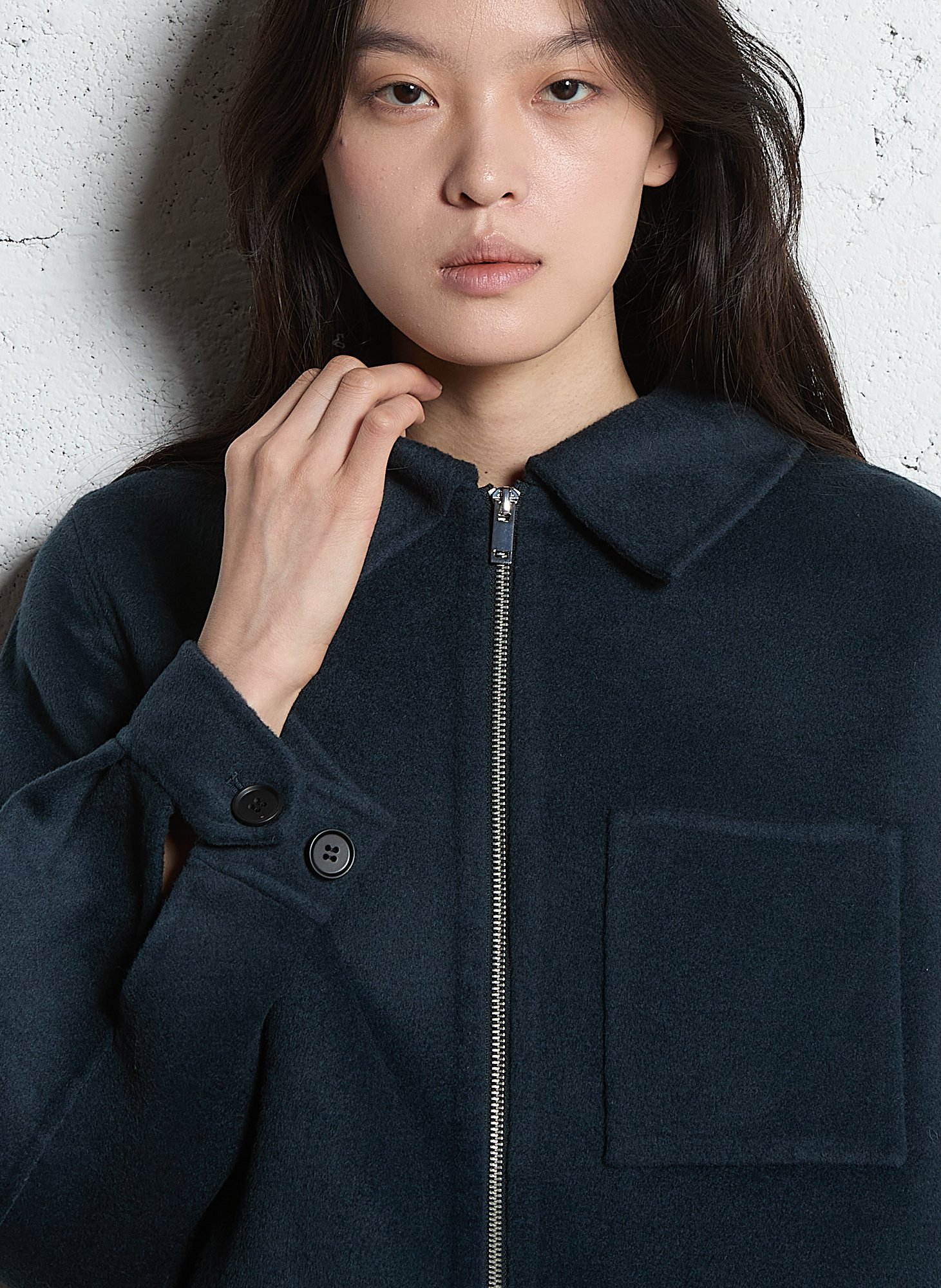 Solid color mixed wool zip-up jacket MAISON 123 Grey