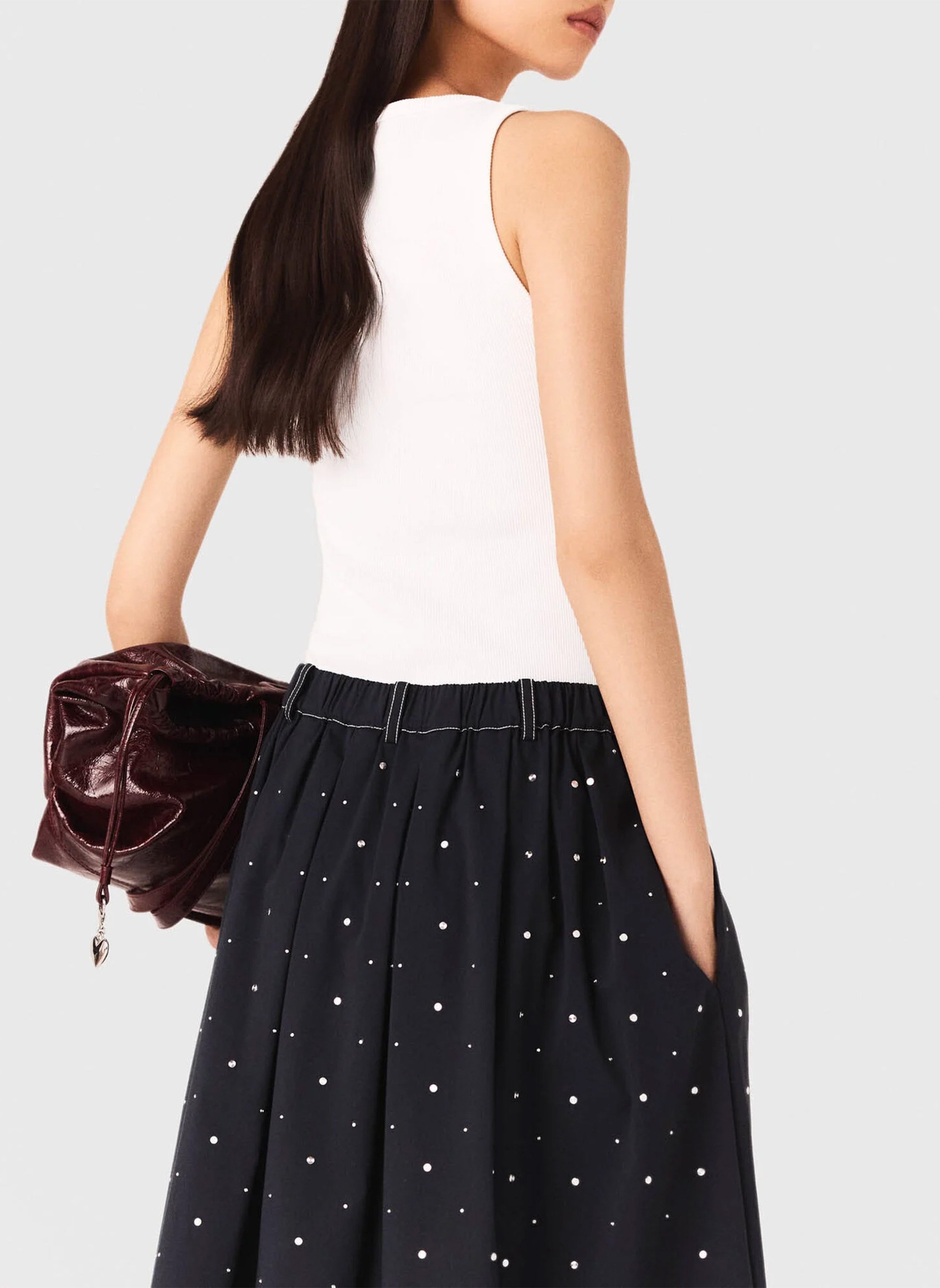 Cotton-blend tank top with round neck MAJE White