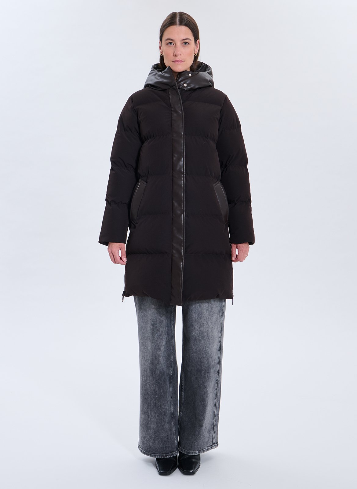 Doudoune droite col montant matelassée ZAPA Marron