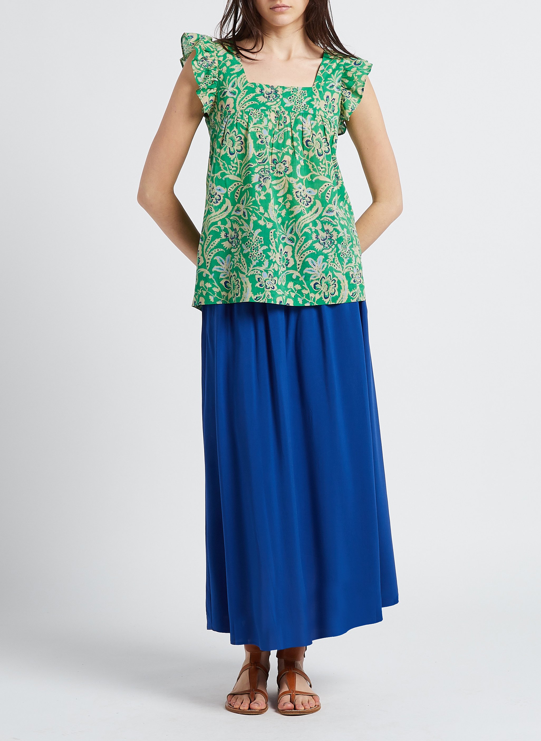 Geblümtes Top aus Baumwolle HARTFORD Grun