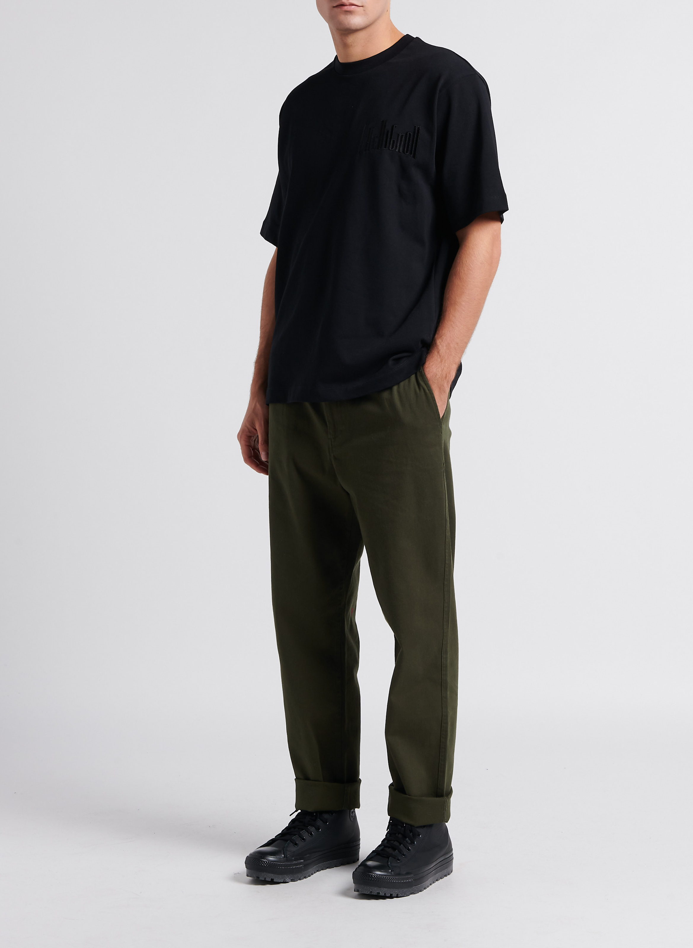 Pantalon droit en coton mélangé MINIMUM Vert