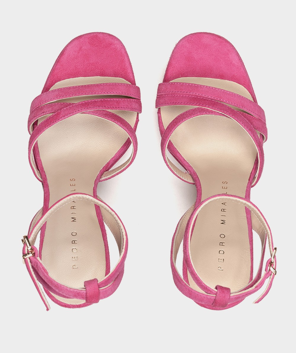 Heeled sandals crafted in fuchsia suede PEDRO MIRALLES Pink