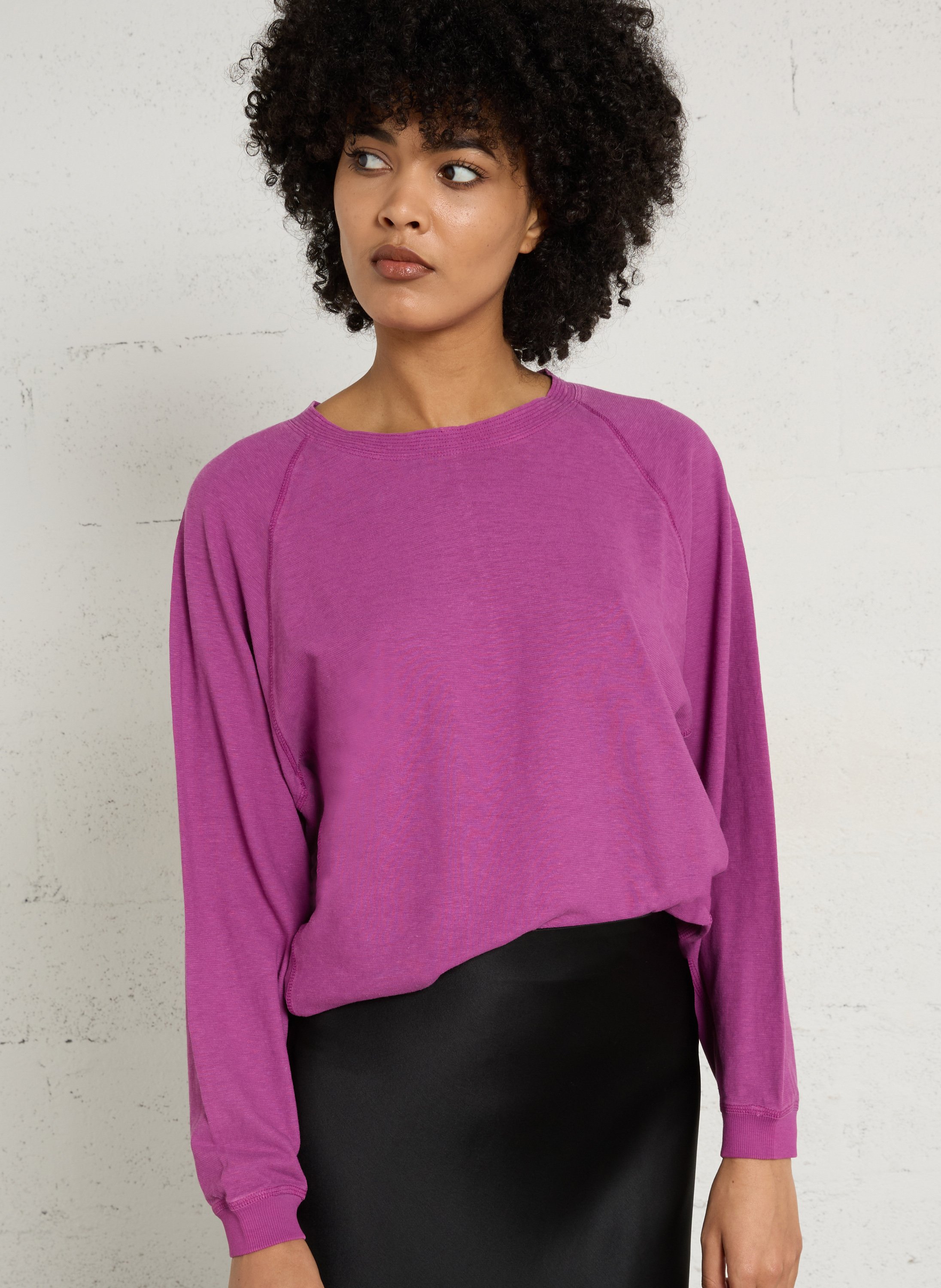 Basic cotton-mix T-shirt MAISON 123 Purple