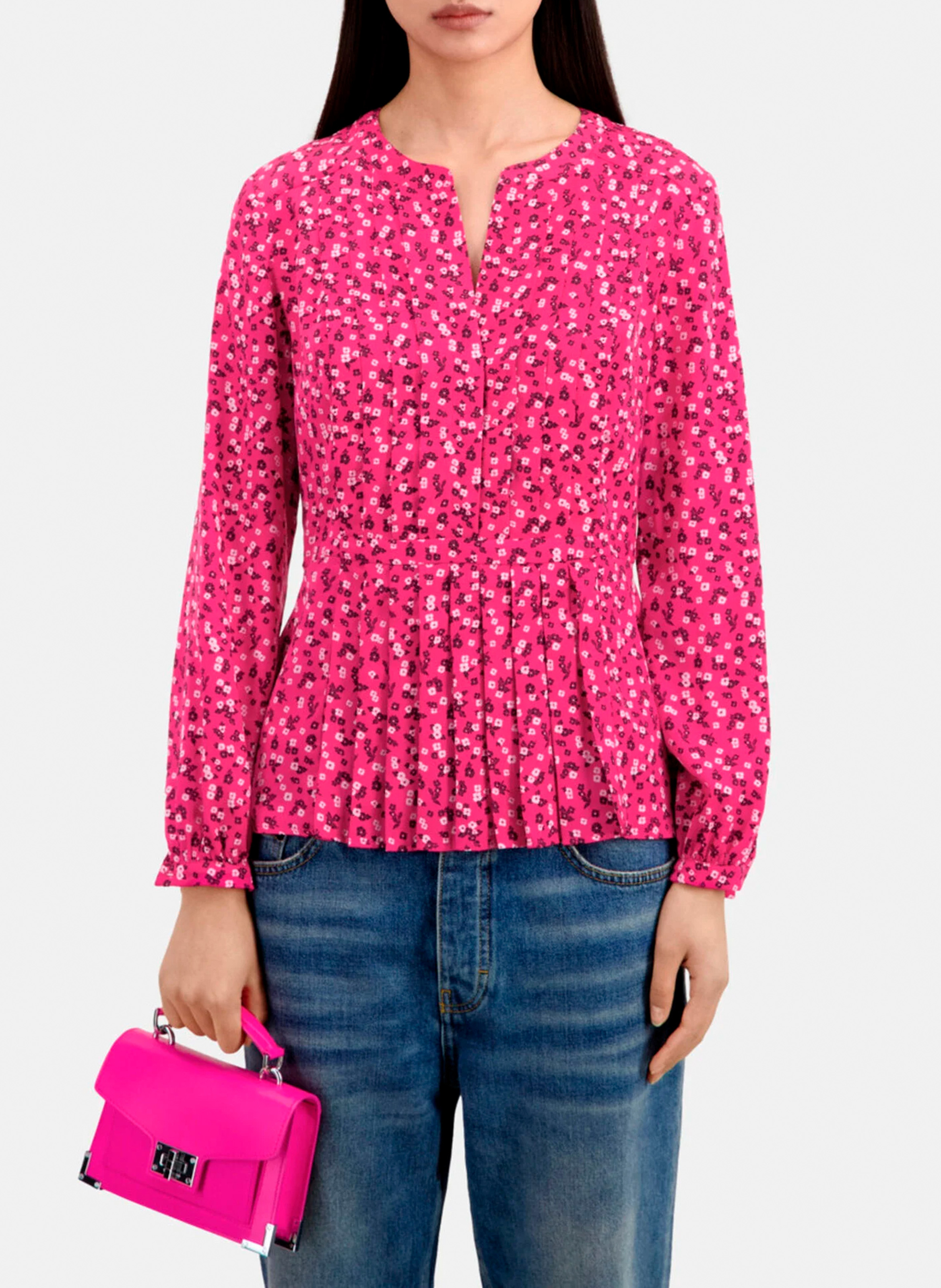 Plissiertes Henley-Top mit Print THE KOOPLES Rosa