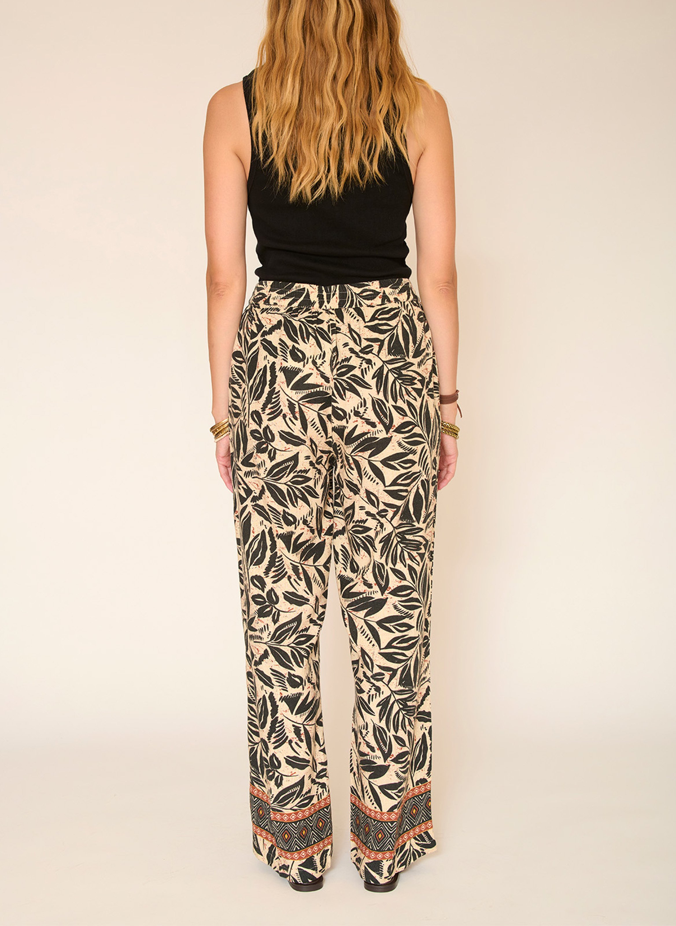 Dalida - Gerade geschnittene bedruckte Hose MKT Beige