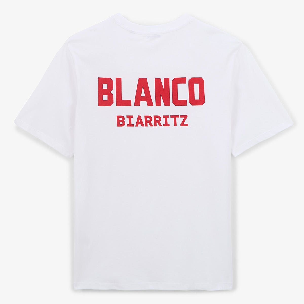 Round neck printed cotton t-shirt with Blanco Biarritz back SERGE BLANCO White