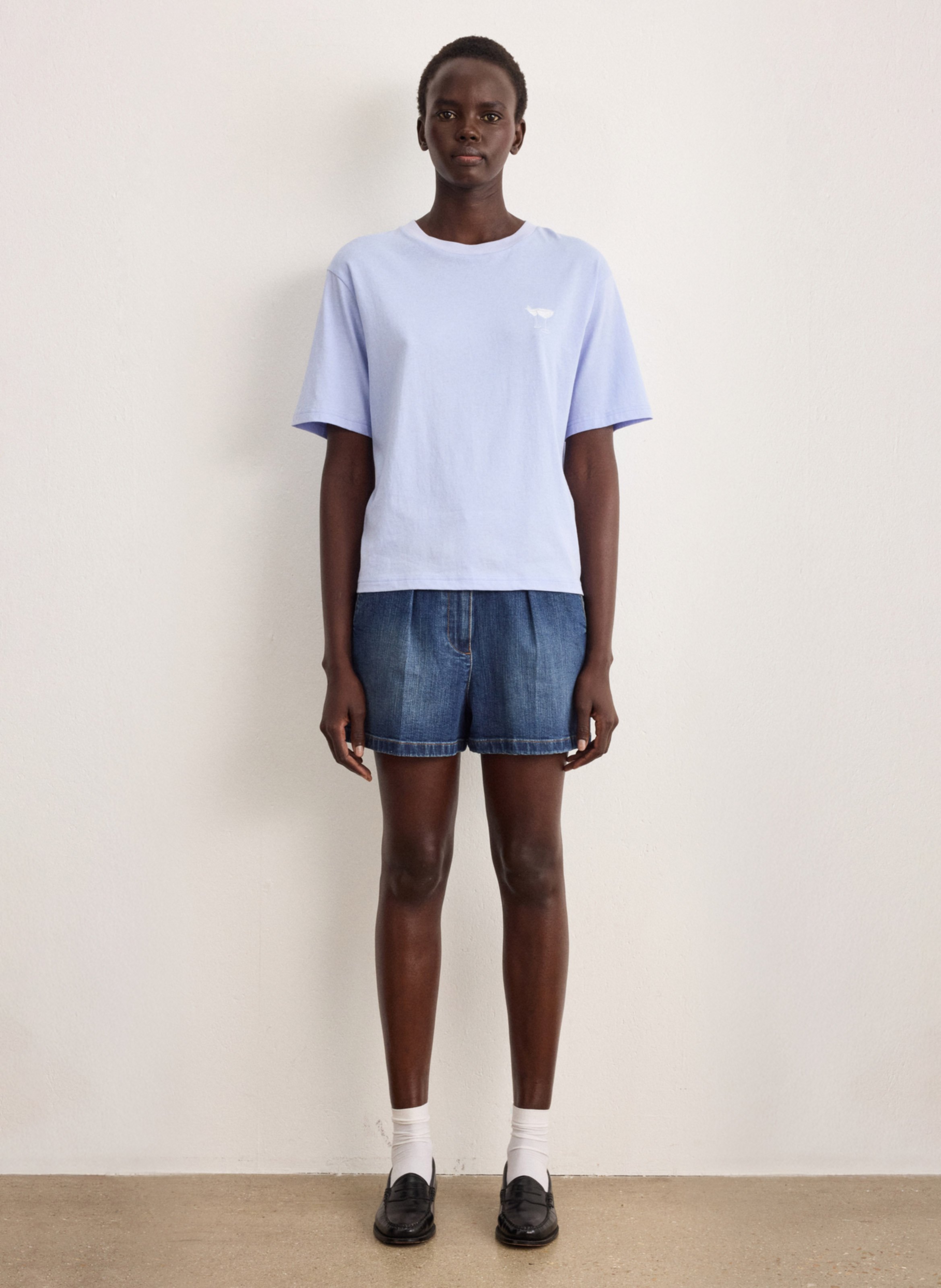 Einfarbiges Langarm-Top mit Rundhalsausschnitt PABLO Blau