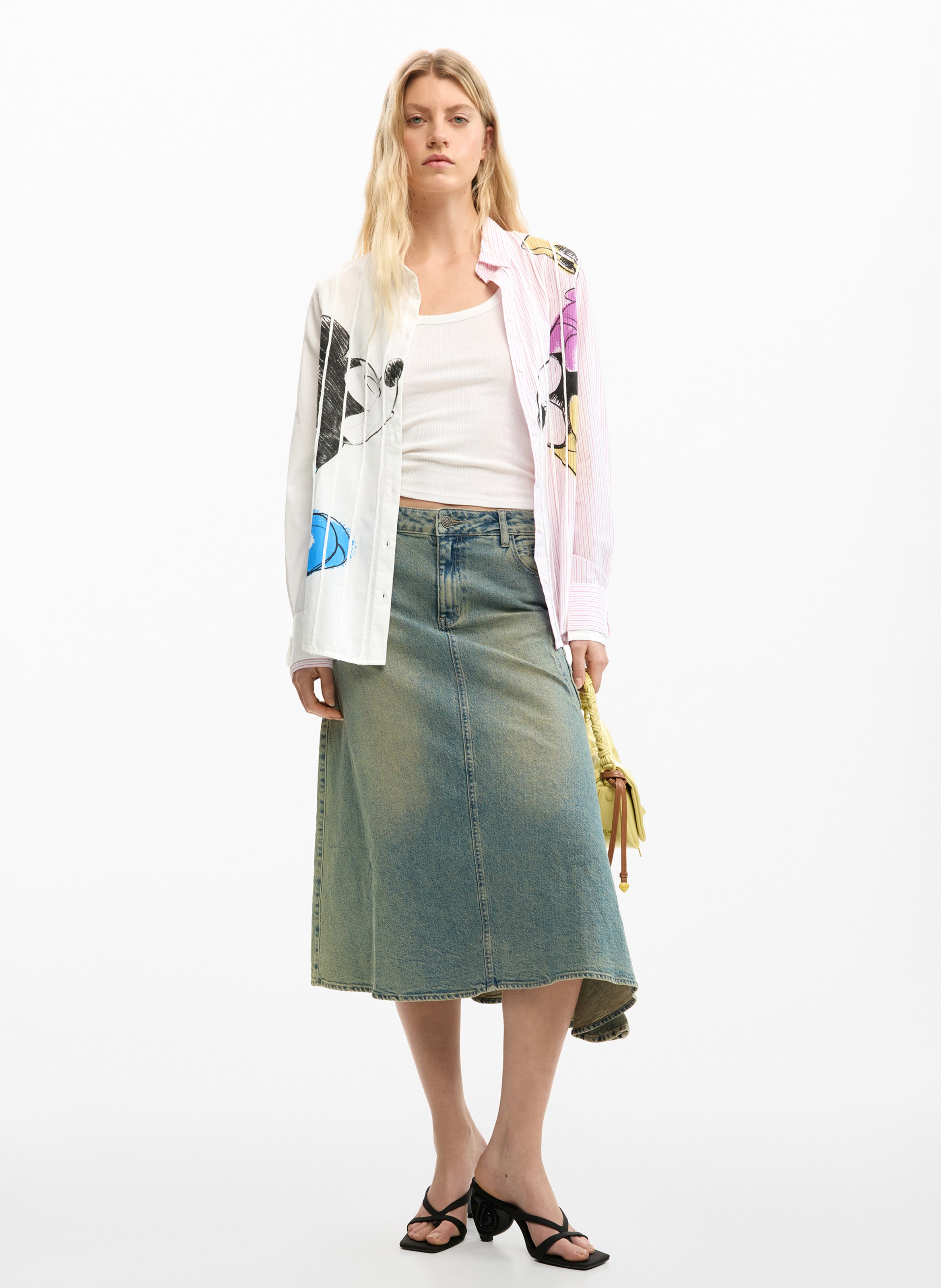 Blouse met klassieke kraag en print DESIGUAL Wit