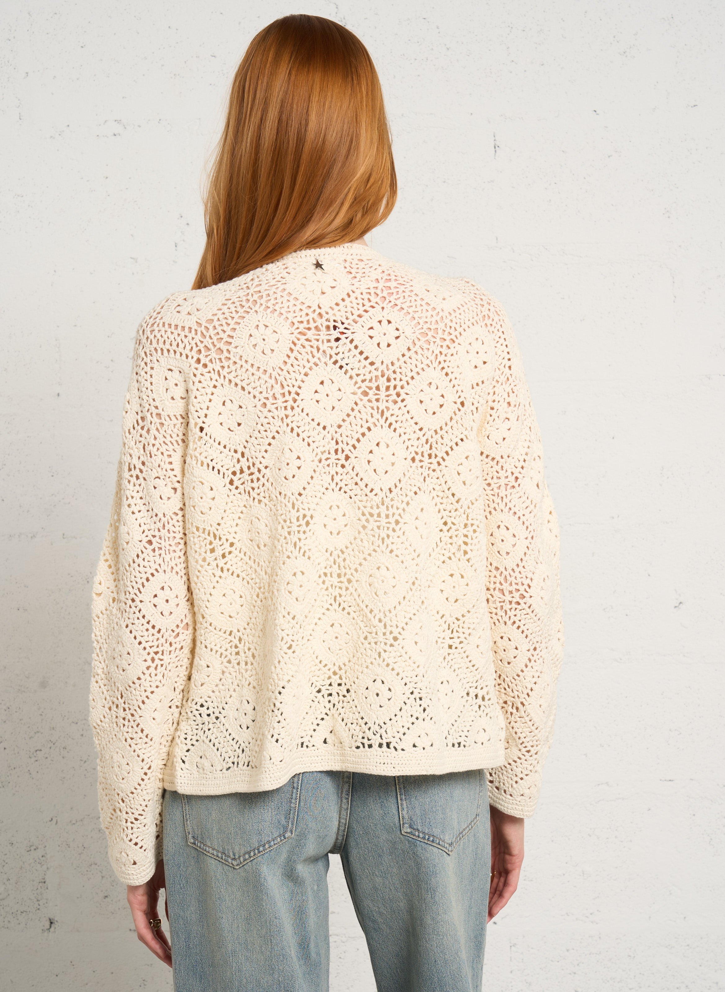 Mouwloze blouse van spijkerstof met klassieke kraag SUD EXPRESS Beige