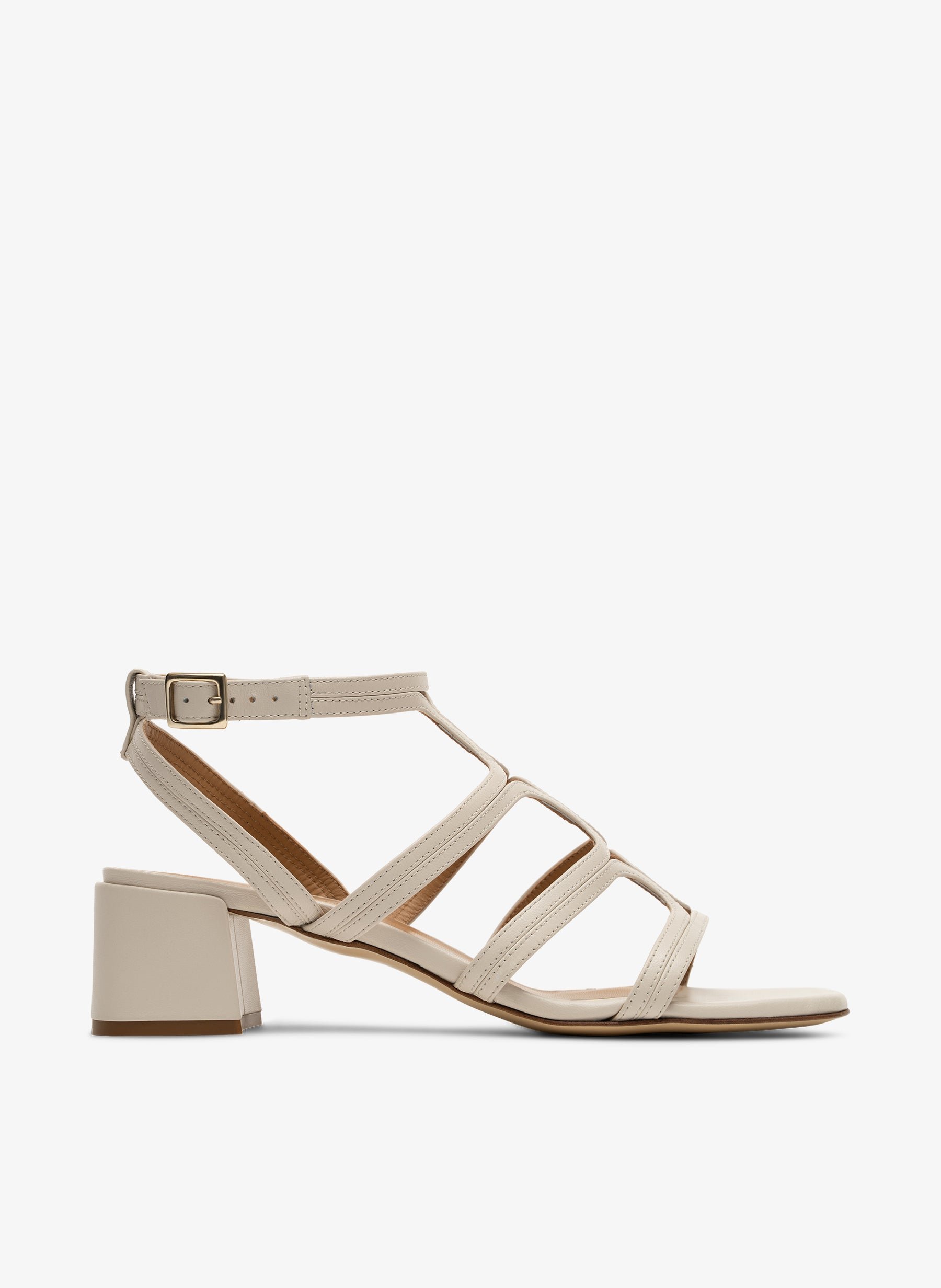 Sandales en cuir nappa latte PARALLELE PARIS Blanc