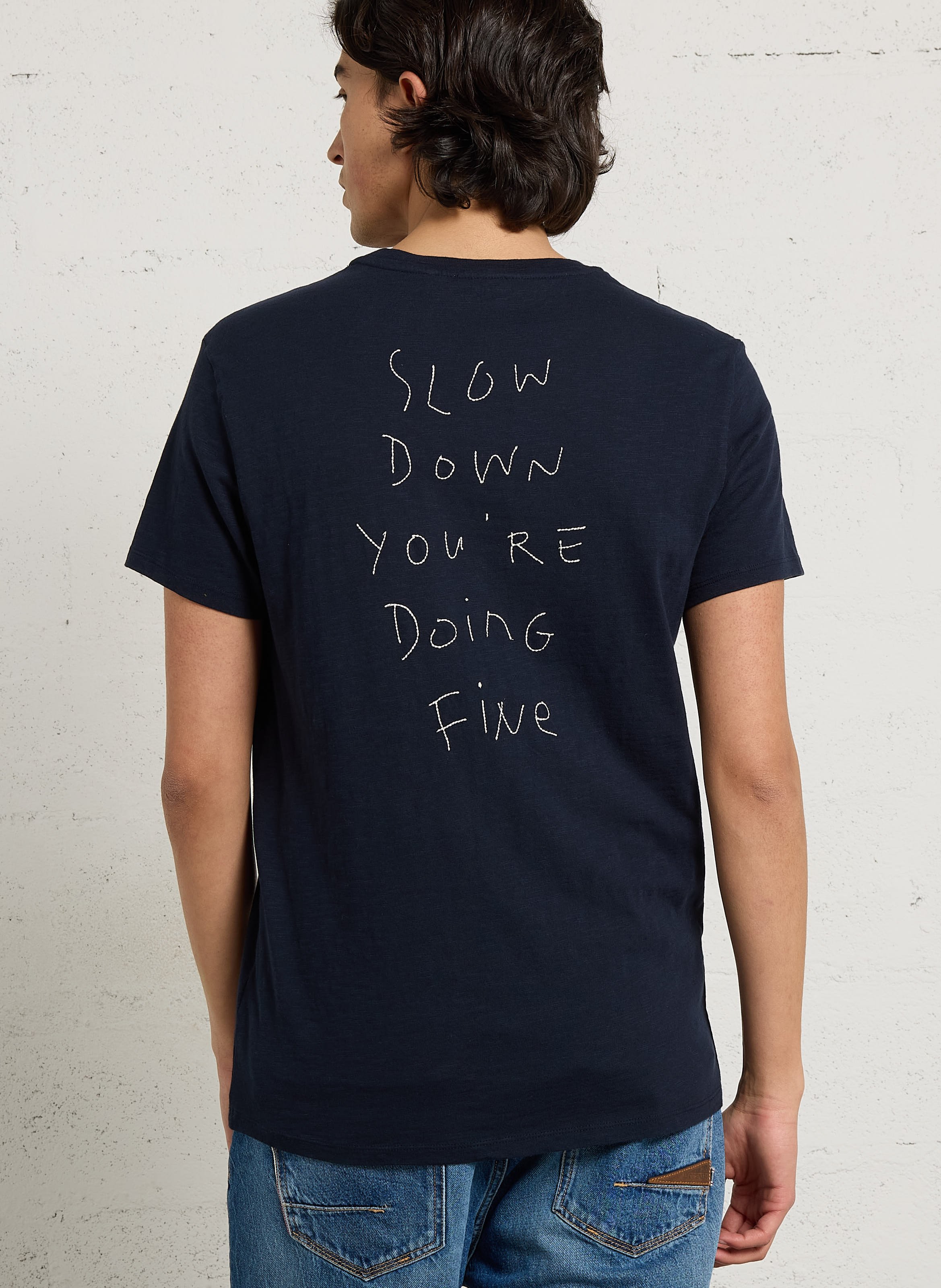 Gerade geschnittenes T-Shirt aus Baumwolle mit Stickerei IKKS Blau