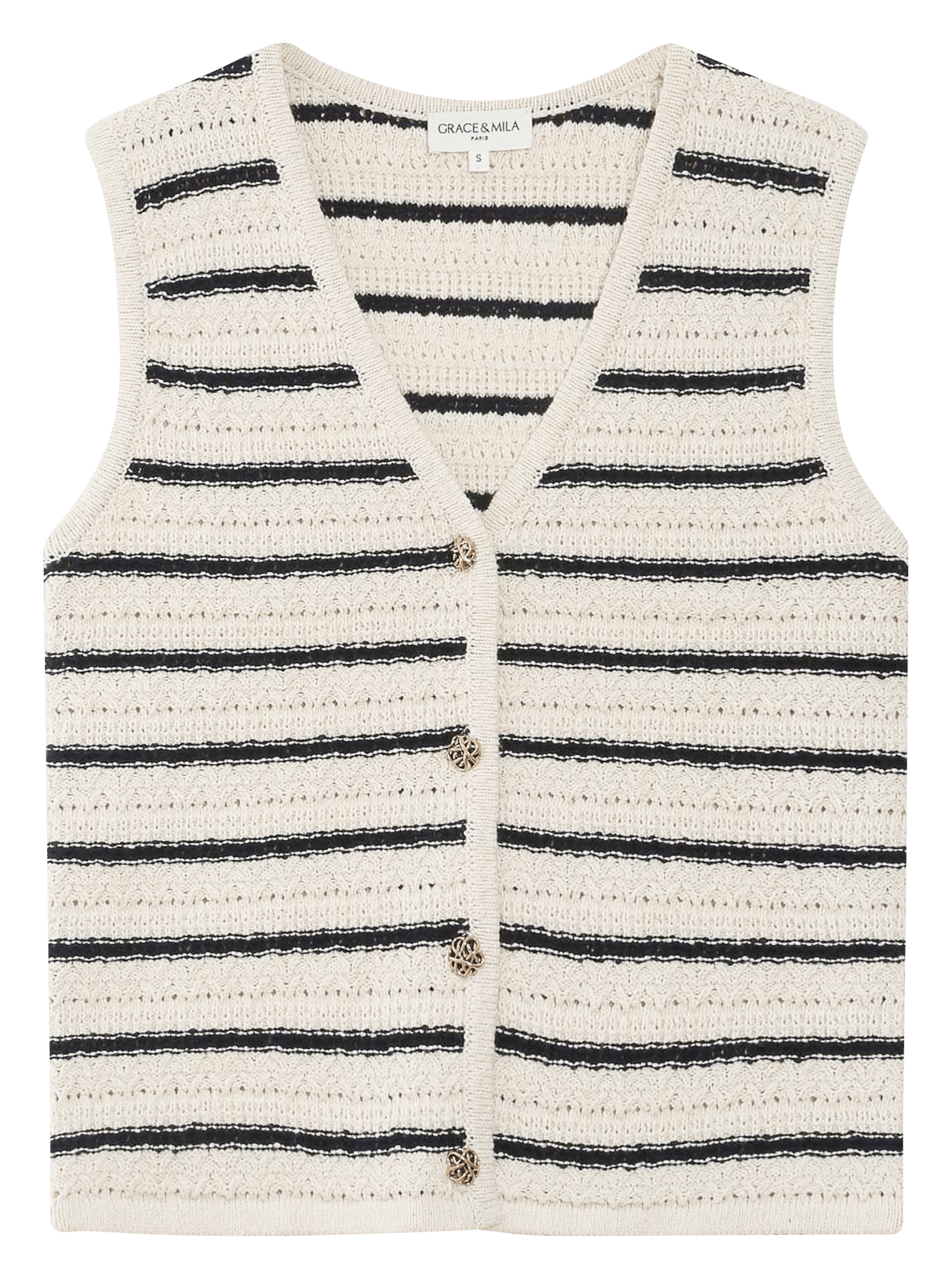 Top col v  GRACE ET MILA Blanc