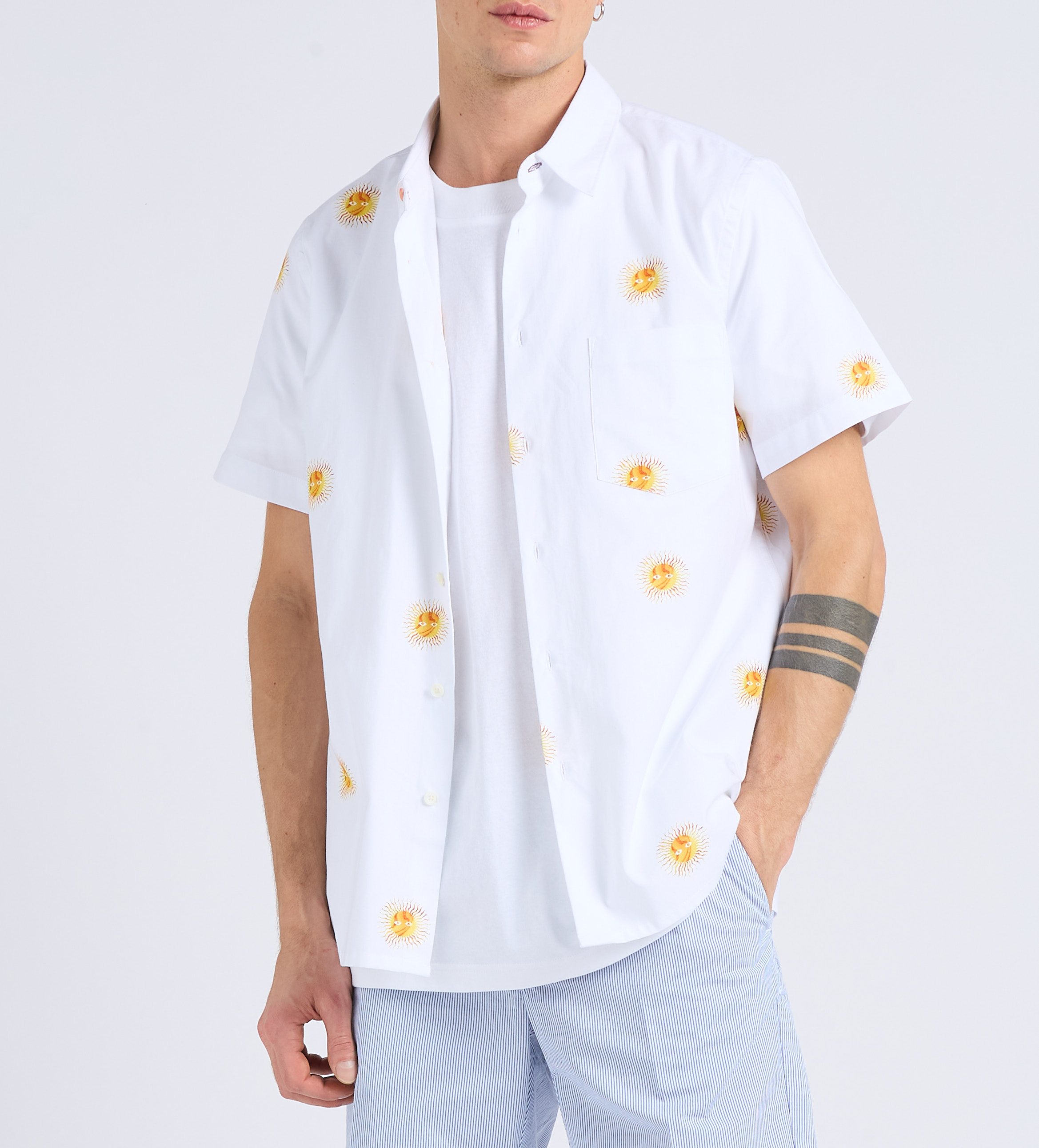 Straight organic cotton shirt with classic collar PAUL SMITH White