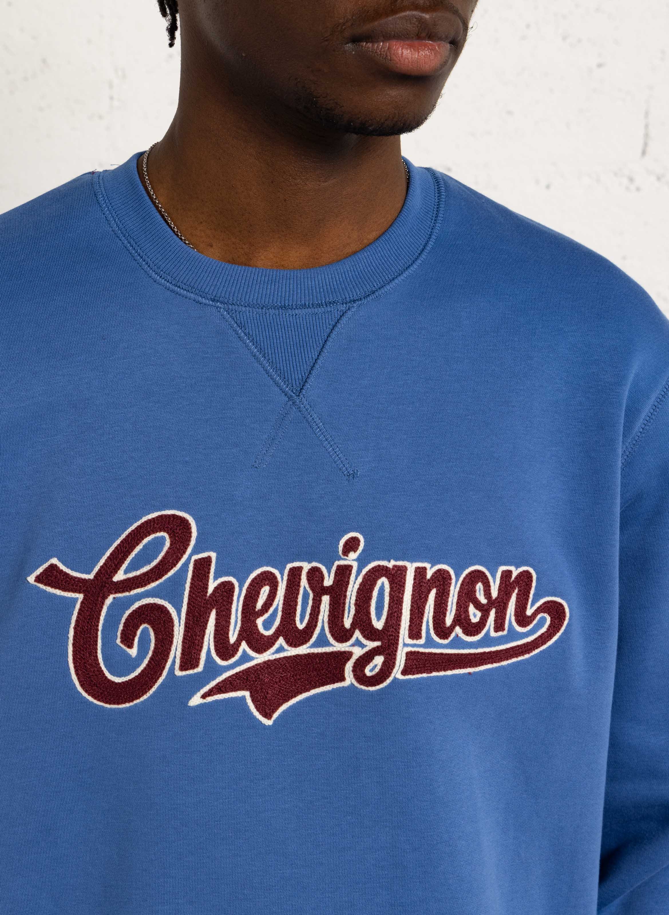 Oversized cotton-blend sweatshirt with round neck CHEVIGNON Blue