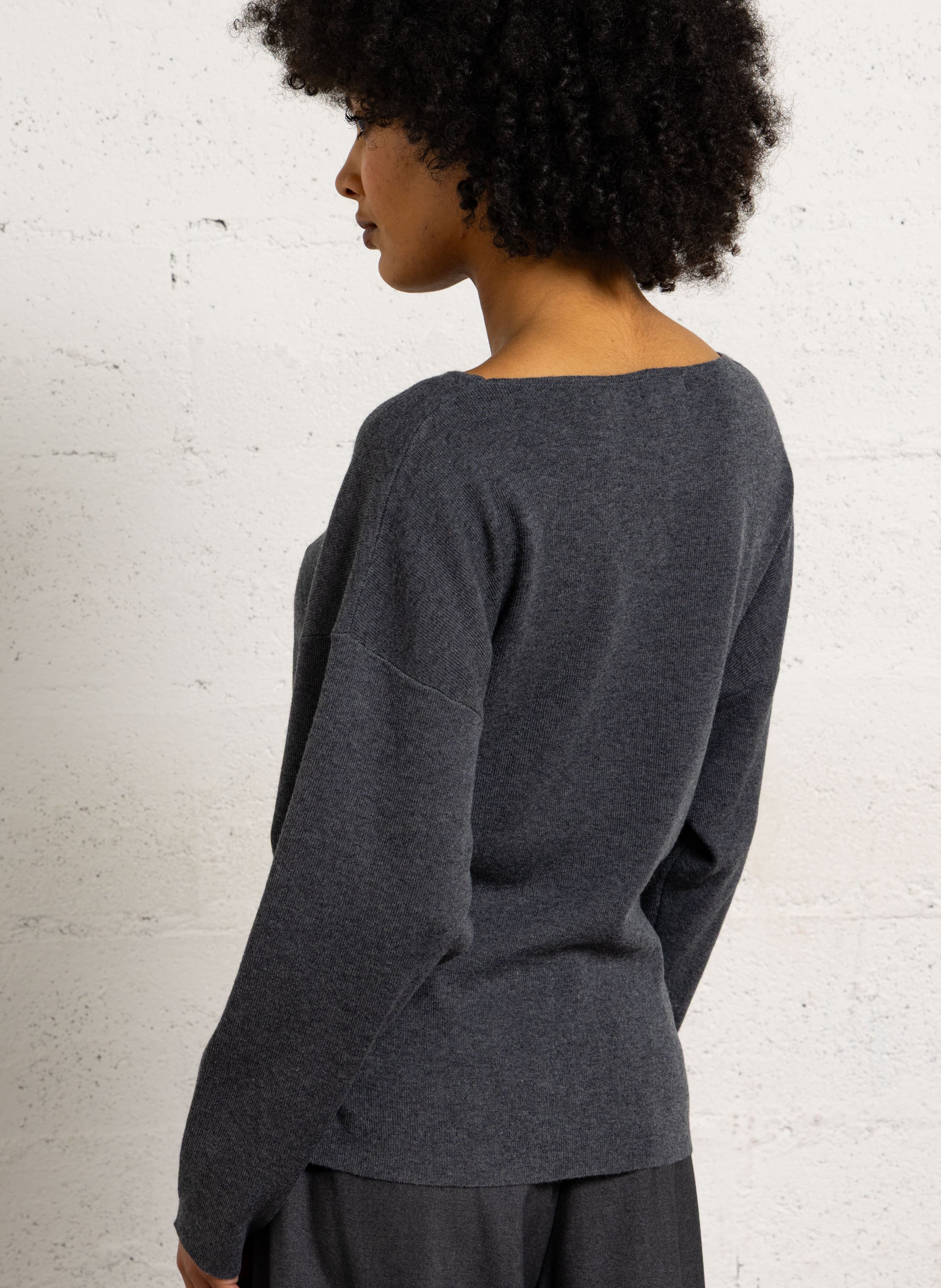 Oversized boat-neck sweater  SUNCOO Black
